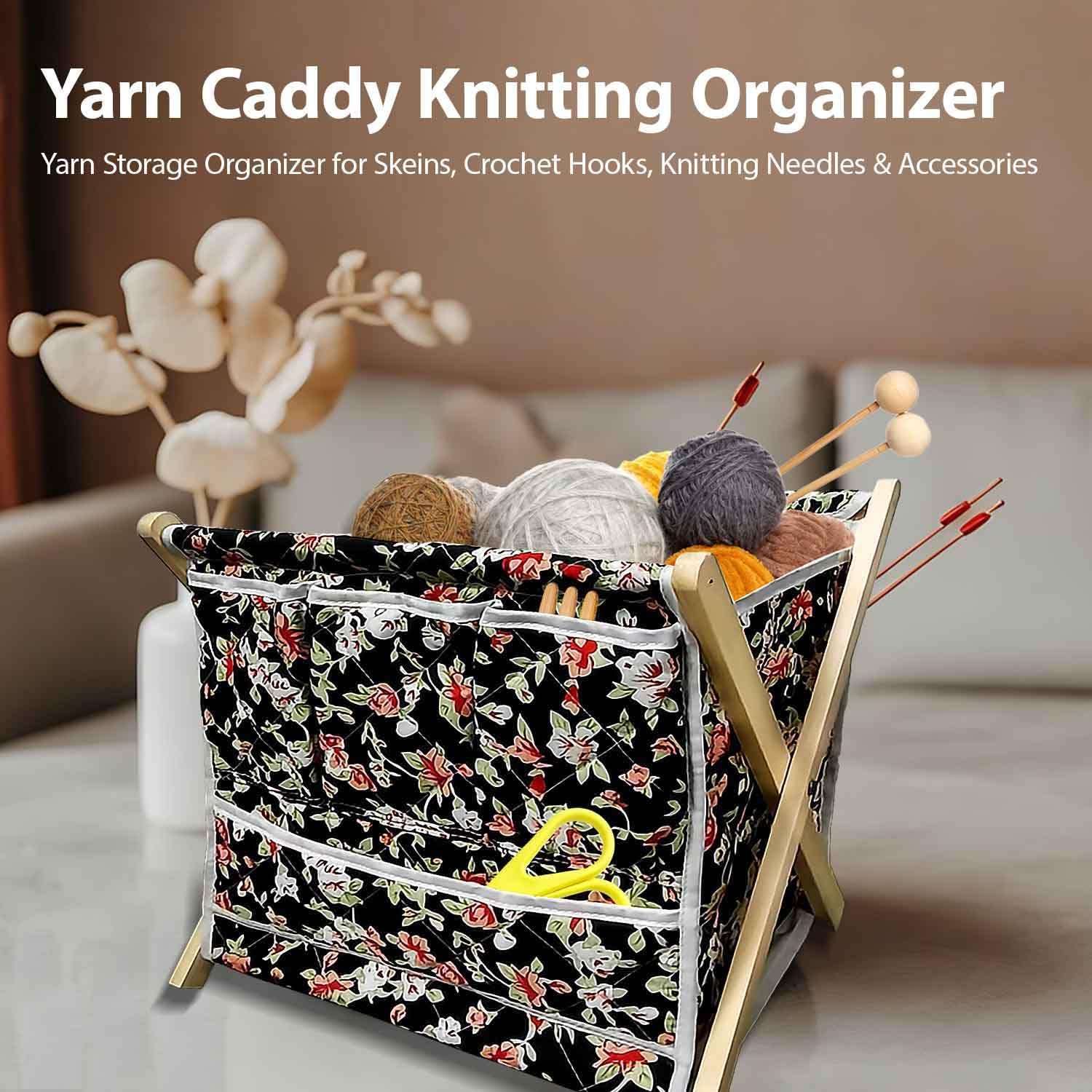 Gkesgm Yarn Crochet Knitting Organizer with 3 Side Pockets