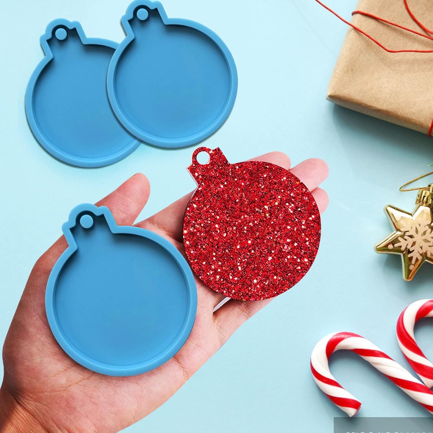 SFATT Resin Ornaments Round Christmas Molds for Epoxy DIY