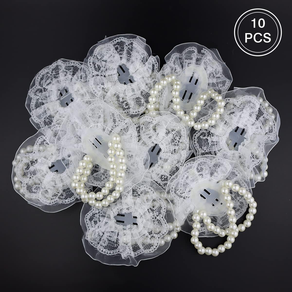 LEEFONE 10 Piece Elastic Pearl Wrist Corsage Bands