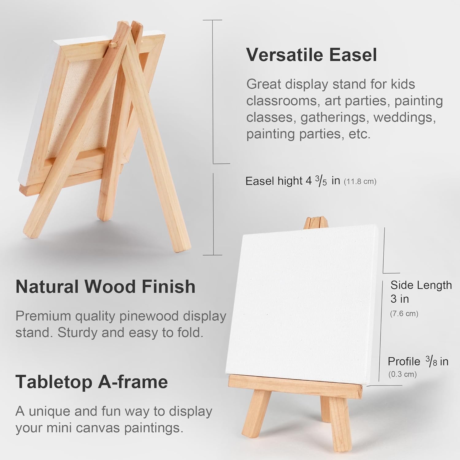 Aureuo Mini Canvas and Easel Set 3x3 Inch 12 Pack