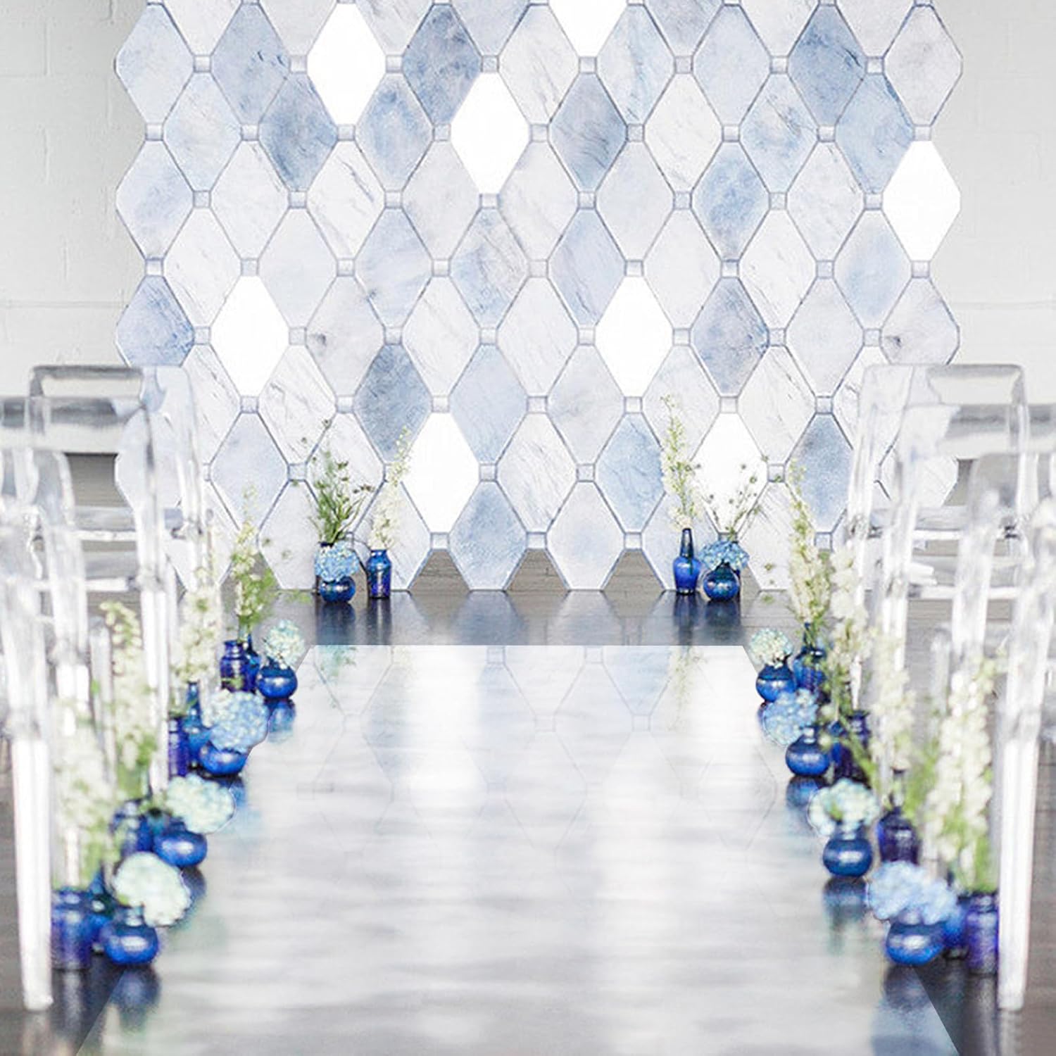Silver Mirrored Wedding Aisle Runner Carpet 65x3ft