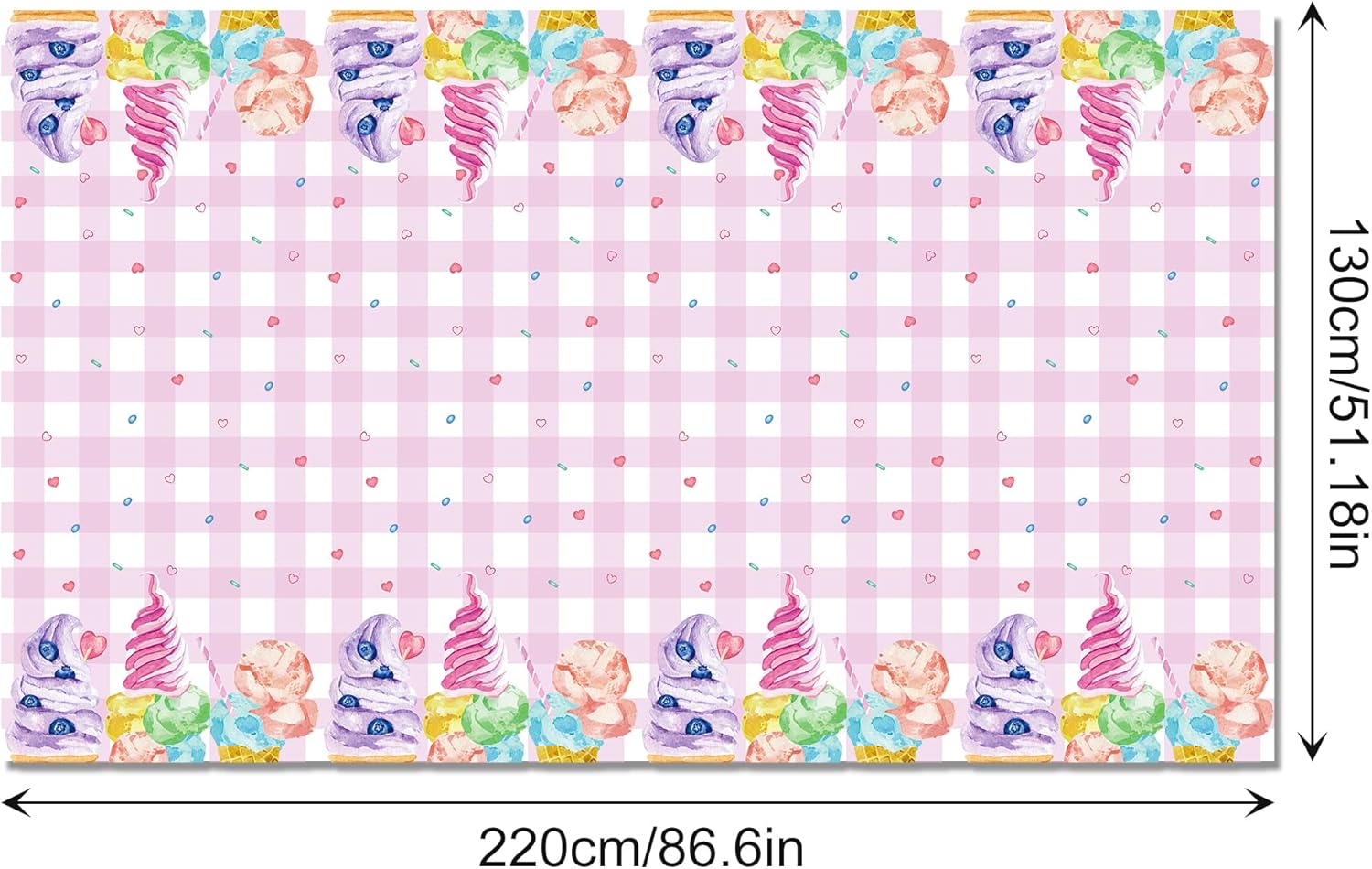 Ice Cream Cake Party Tablecloth 54x87 Inch for Buffet and Picnic