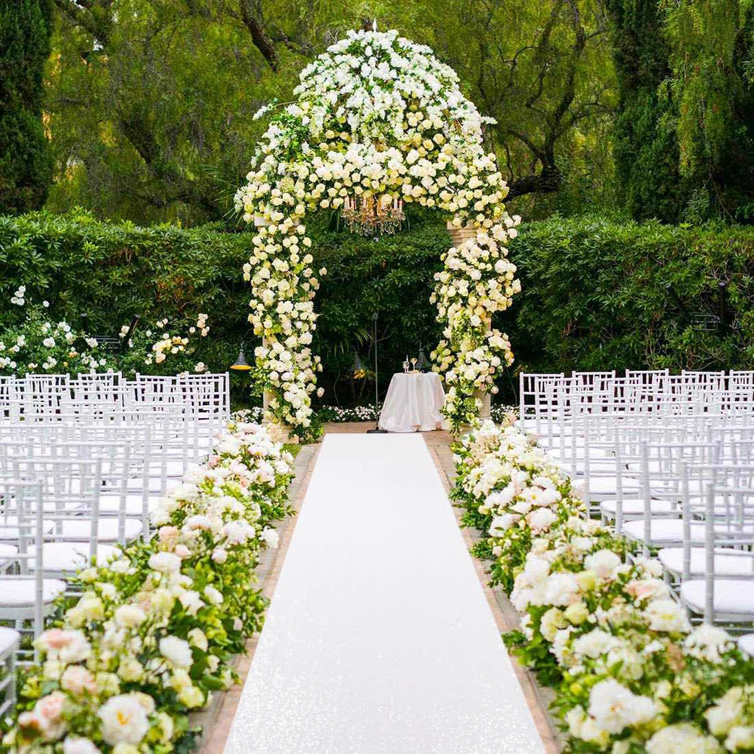 AMZLOKAE White Sequin Aisle Runner 2FTx15FT Wedding Glitter Rug Runner