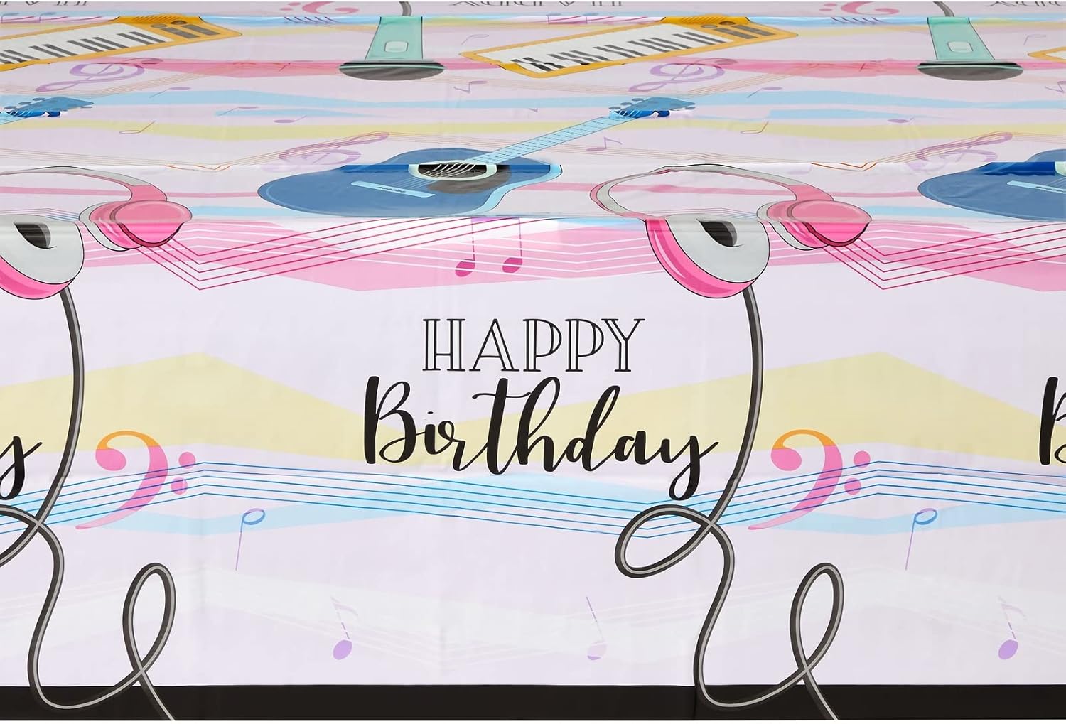 BLUE PANDA 3 Pack Music Notes Tablecloth for Birthday Party