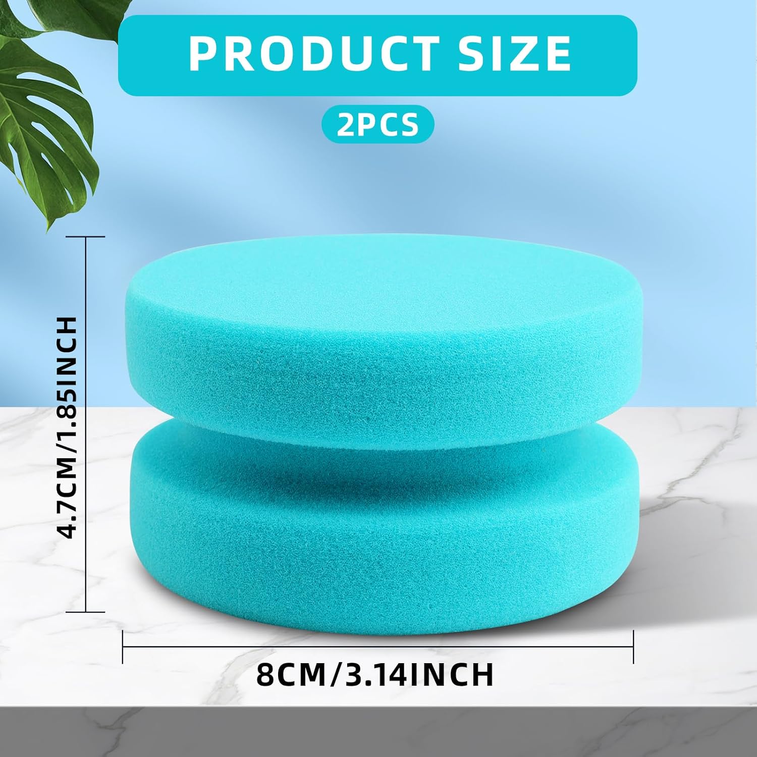 2PCS Blue Double-Side Paint Sponges for Art and Car Waxing