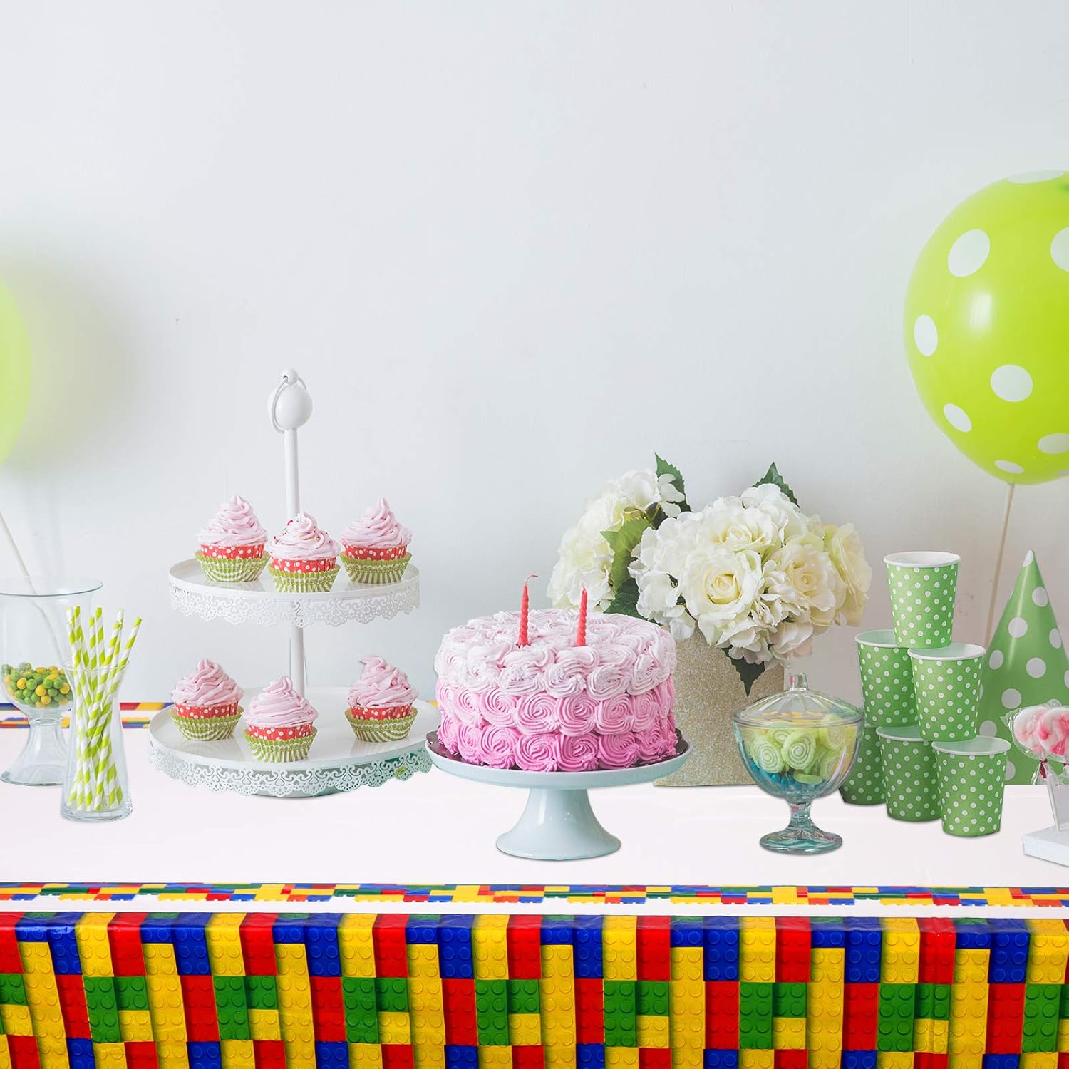 Tatuo 3 Pcs Building Block Tablecloths for Parties