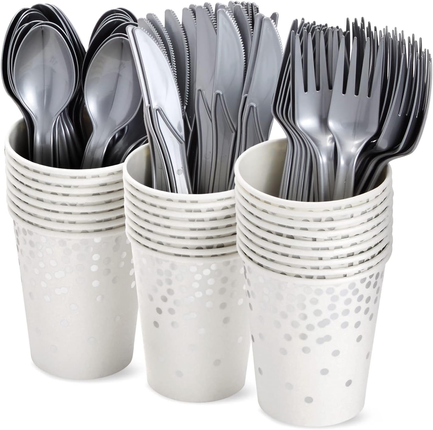 Juvale 144 Piece Silver Party Supplies Set
