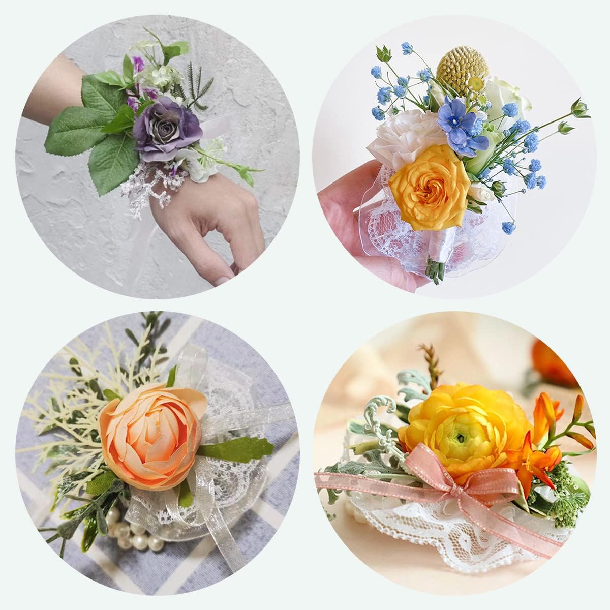 LEEFONE 10 Piece Elastic Pearl Wrist Corsage Bands