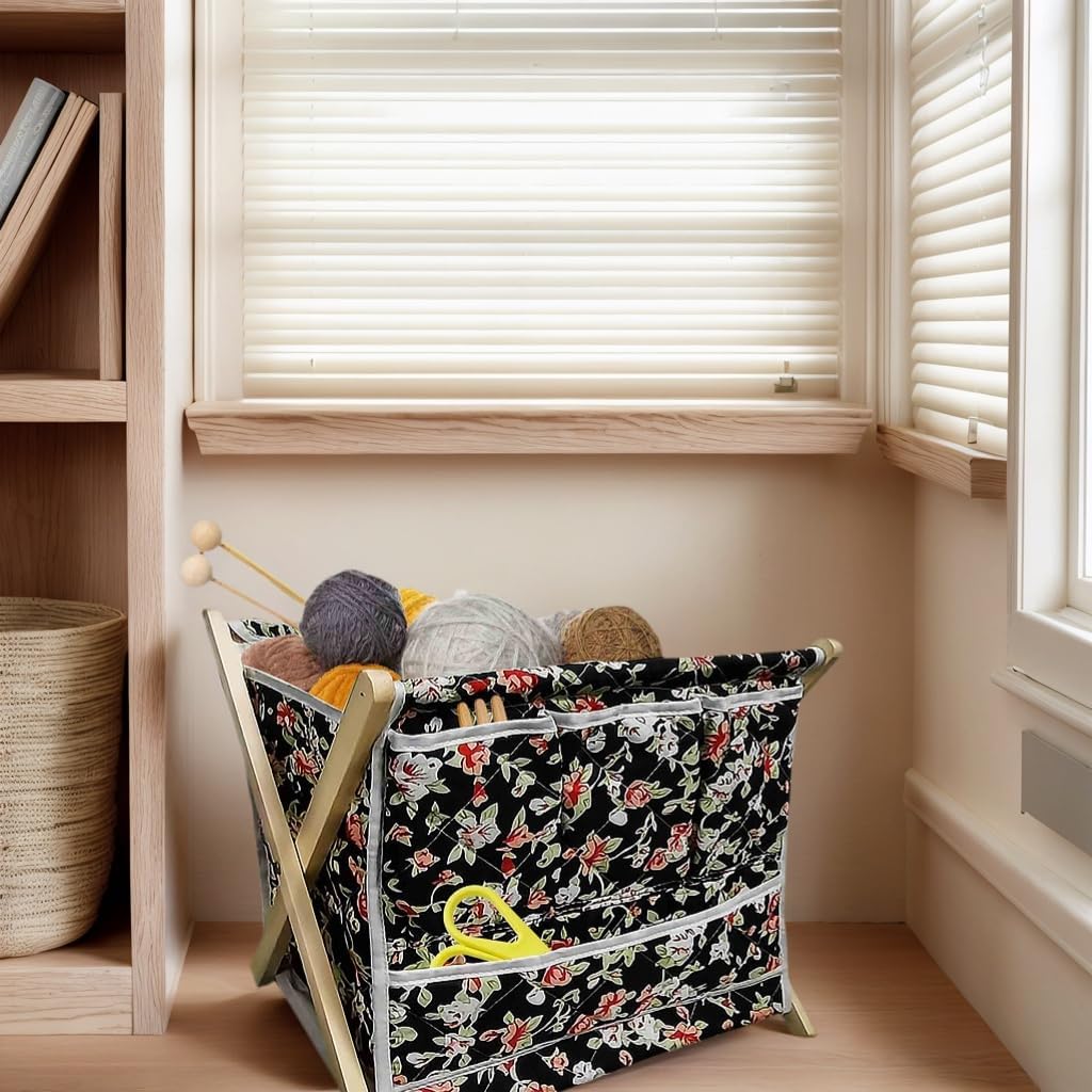 Gkesgm Yarn Crochet Knitting Organizer with 3 Side Pockets