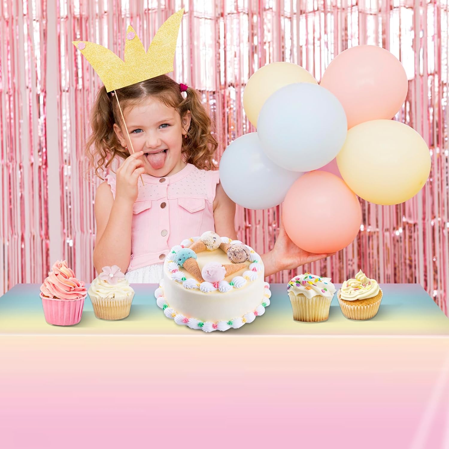 6 Pack Pastel Rainbow Disposable Table Covers for Parties