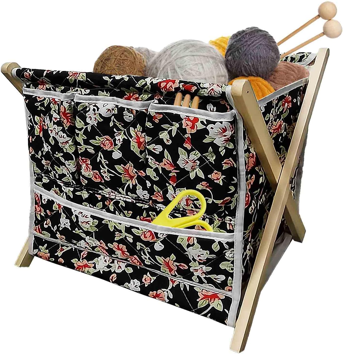 Gkesgm Yarn Crochet Knitting Organizer with 3 Side Pockets