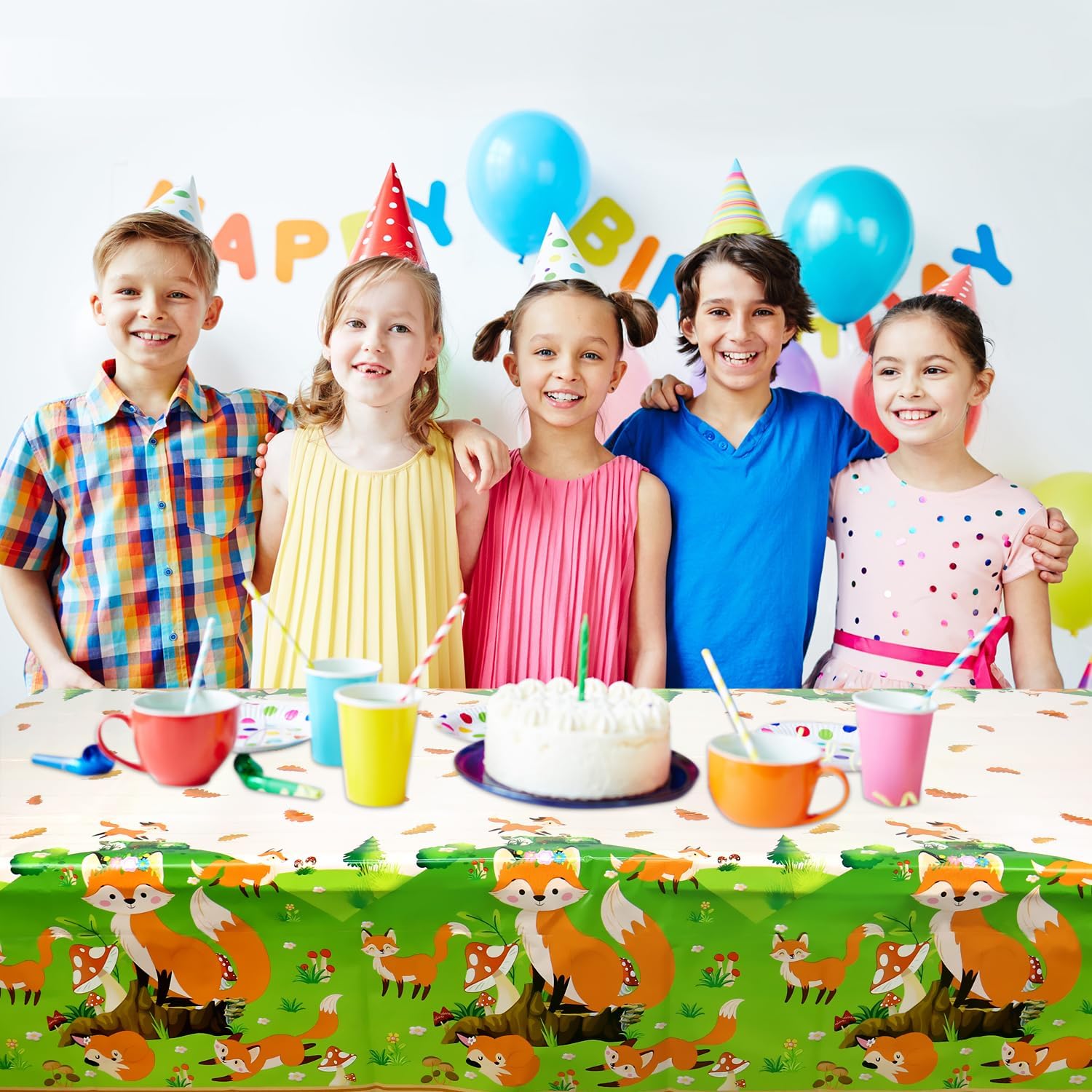 4 Pack Fox Themed Party Tablecloths 54x86 Inch