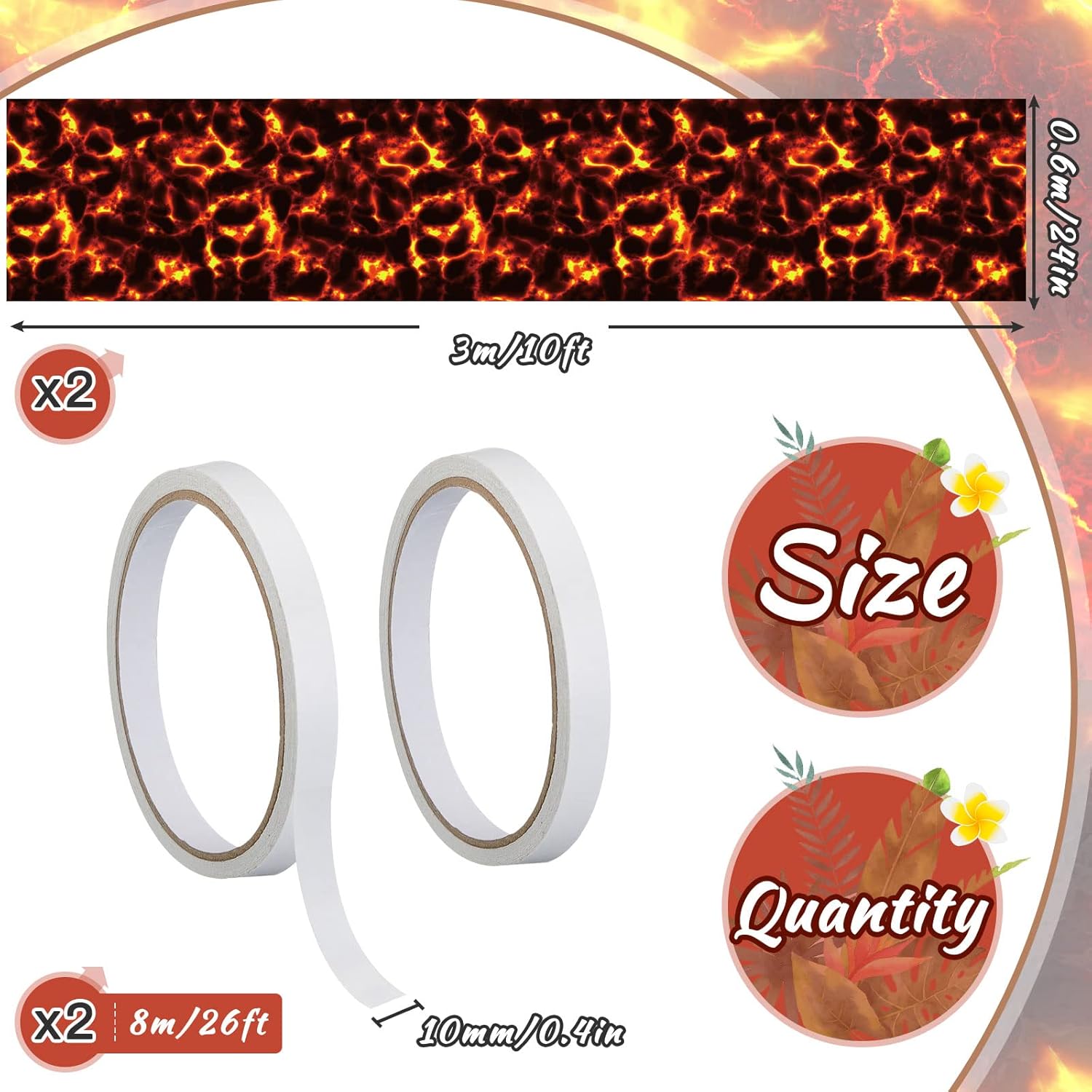 Tudomro 2 Pack Lava Themed Aisle Runners