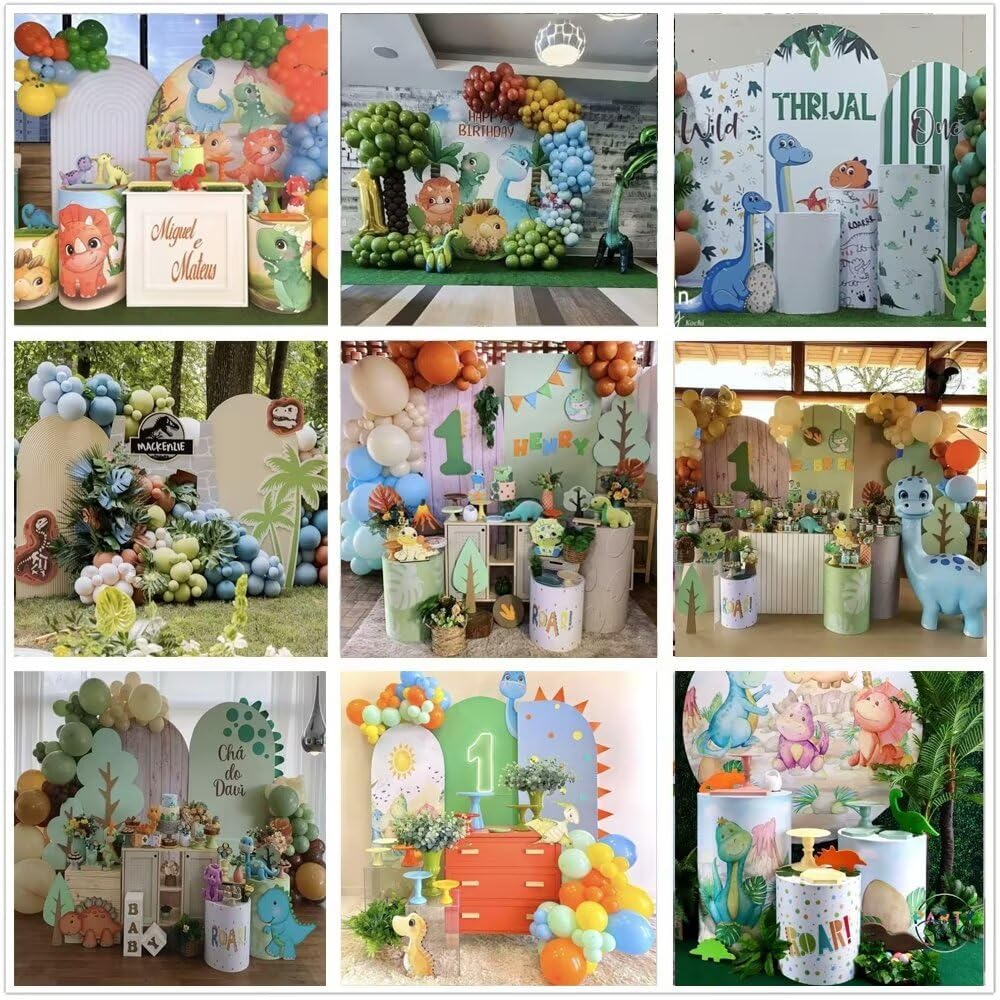 KONPON Blue Dinosaur Cylinder Table Cover for Birthday Decorations
