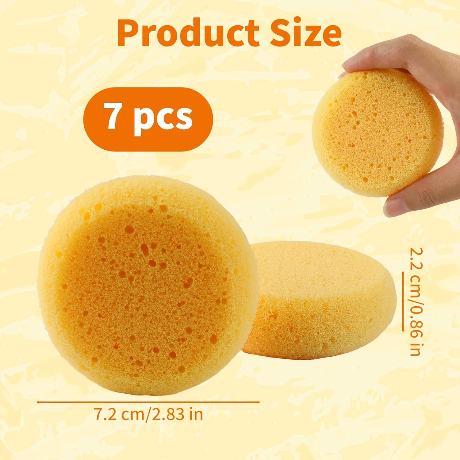 LUSTRIB 7PCS Round Yellow Paint Sponges Set