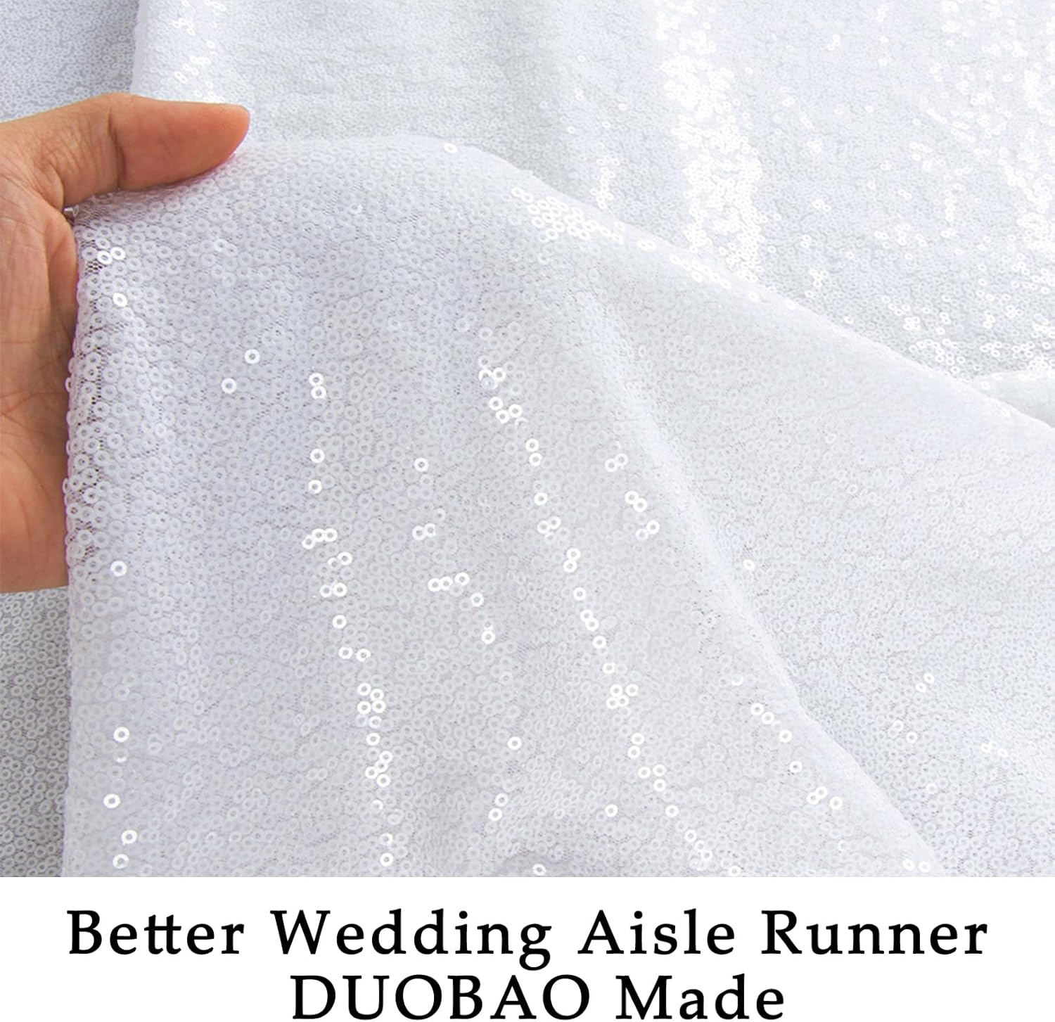 DUOBAO White Aisle Runner Wedding 4ftx15ft Carpet Sparkling Decor