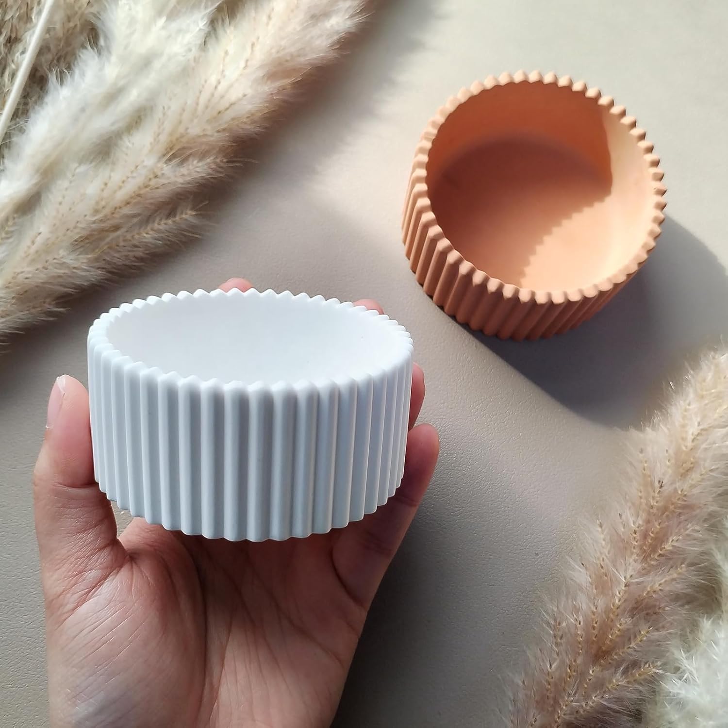 Wehous 2PCS Round Candle Holder Molds for Resin and Silicone Crafts