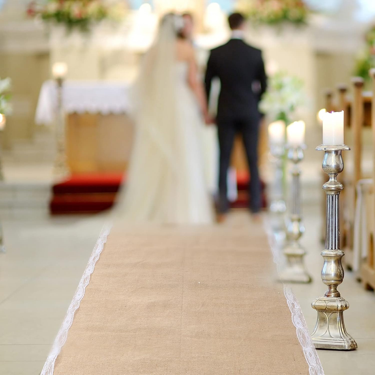 Tudomro Burlap Lace Aisle Runner for Weddings