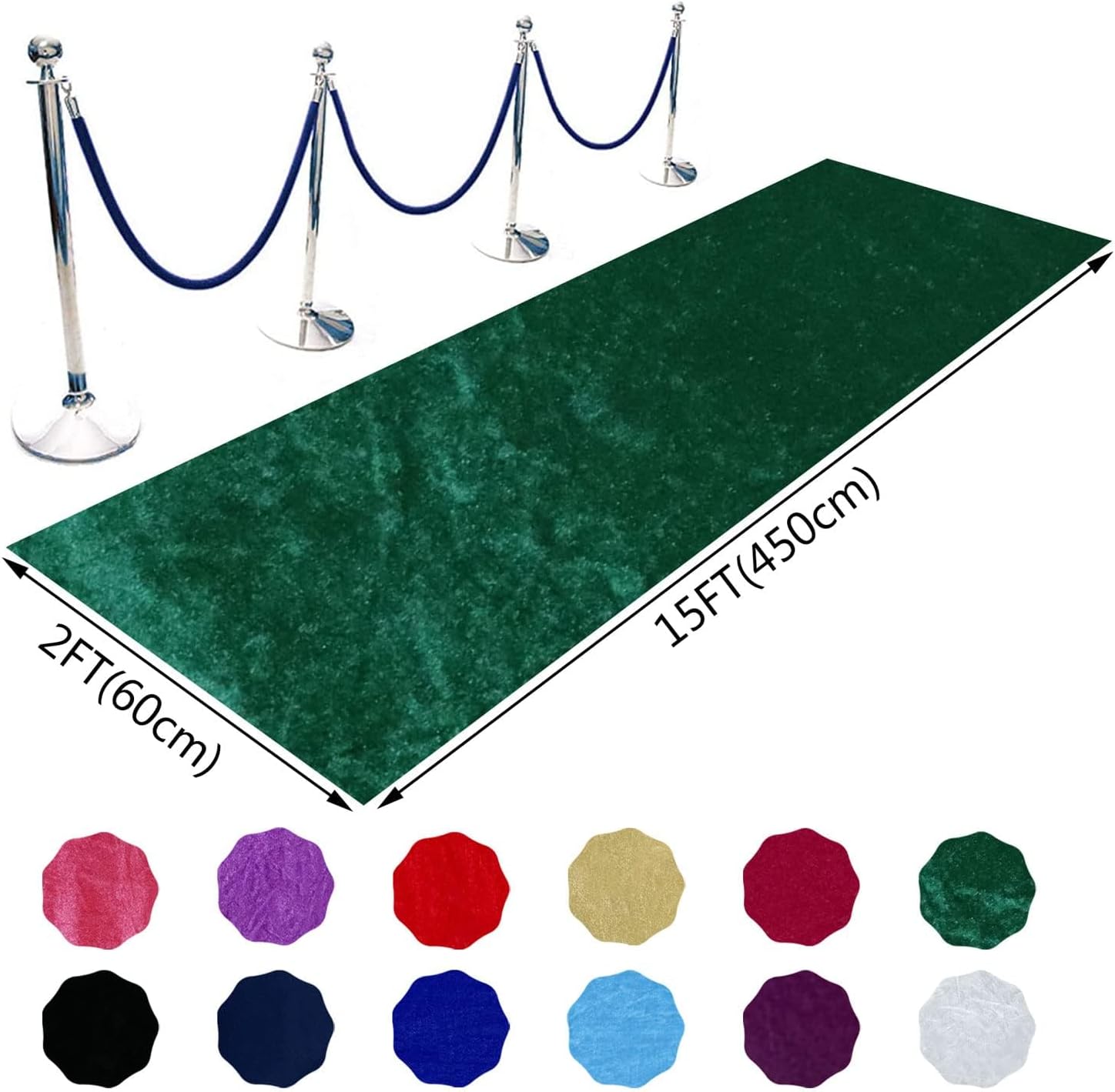 Emerald Green Velvet Aisle Runner 24in x 15ft