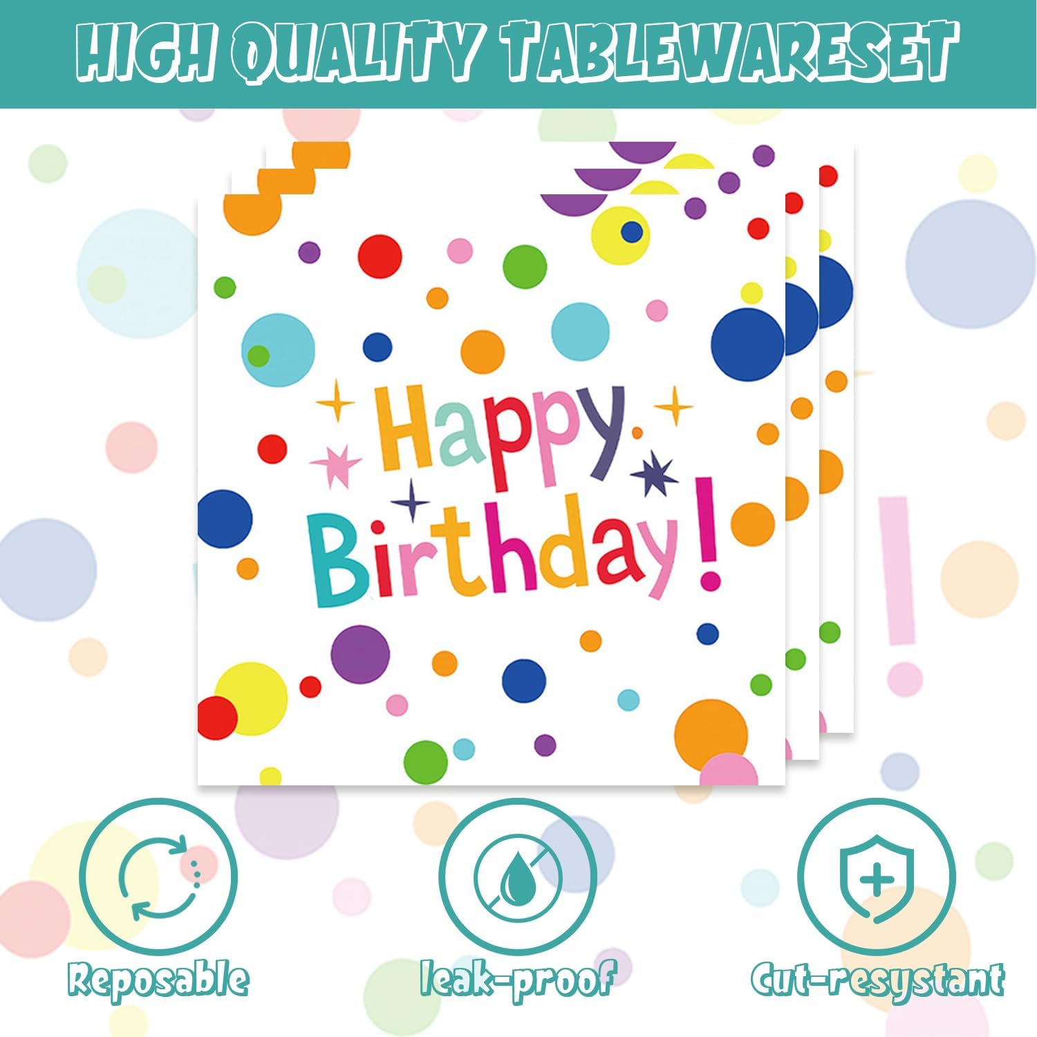 40Pcs Happy Birthday Plates Napkins Set for Parties