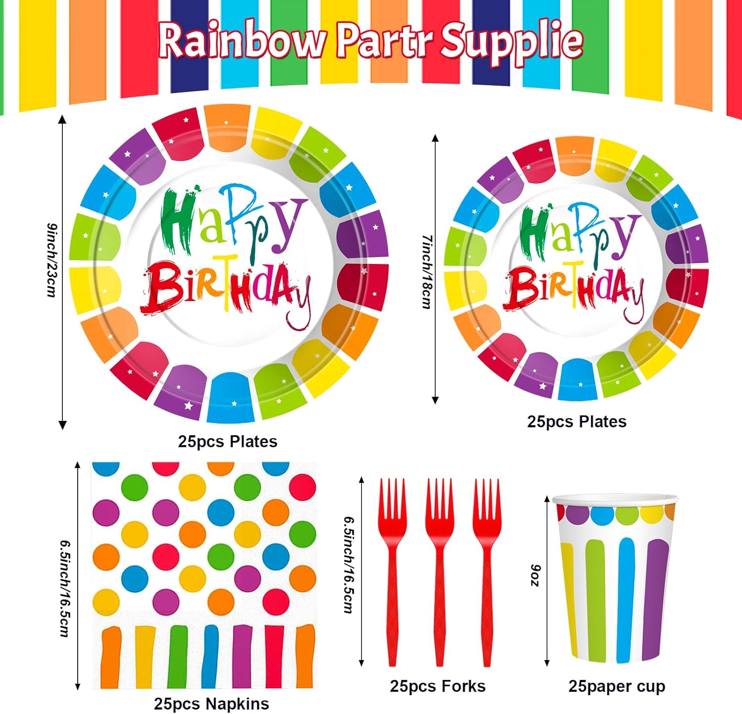125 Pcs Rainbow Birthday Party Supplies Set