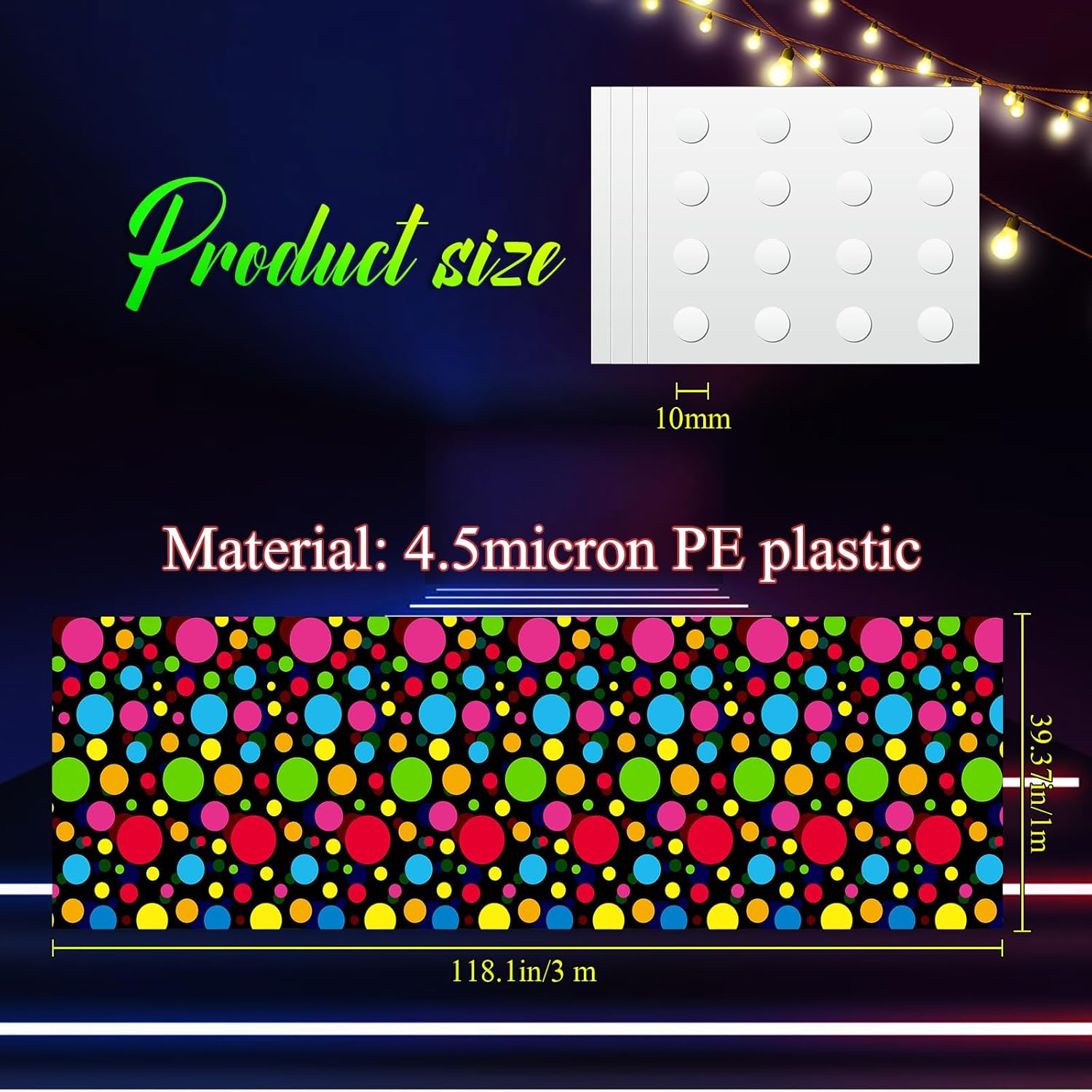 Mixweer 118x39 Inch Neon Dance Floor Carpet - Party Aisle Runner