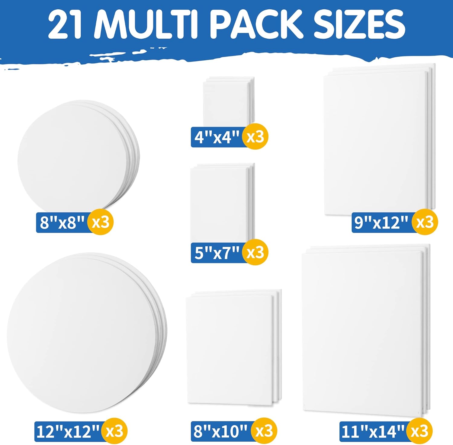 FIXSMITH 21 Pack Stretched Canvases for Painting
