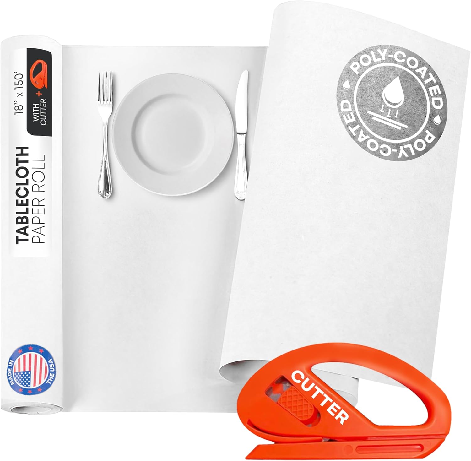 IDL Packaging White Paper Tablecloth Roll 18 x 150 Feet