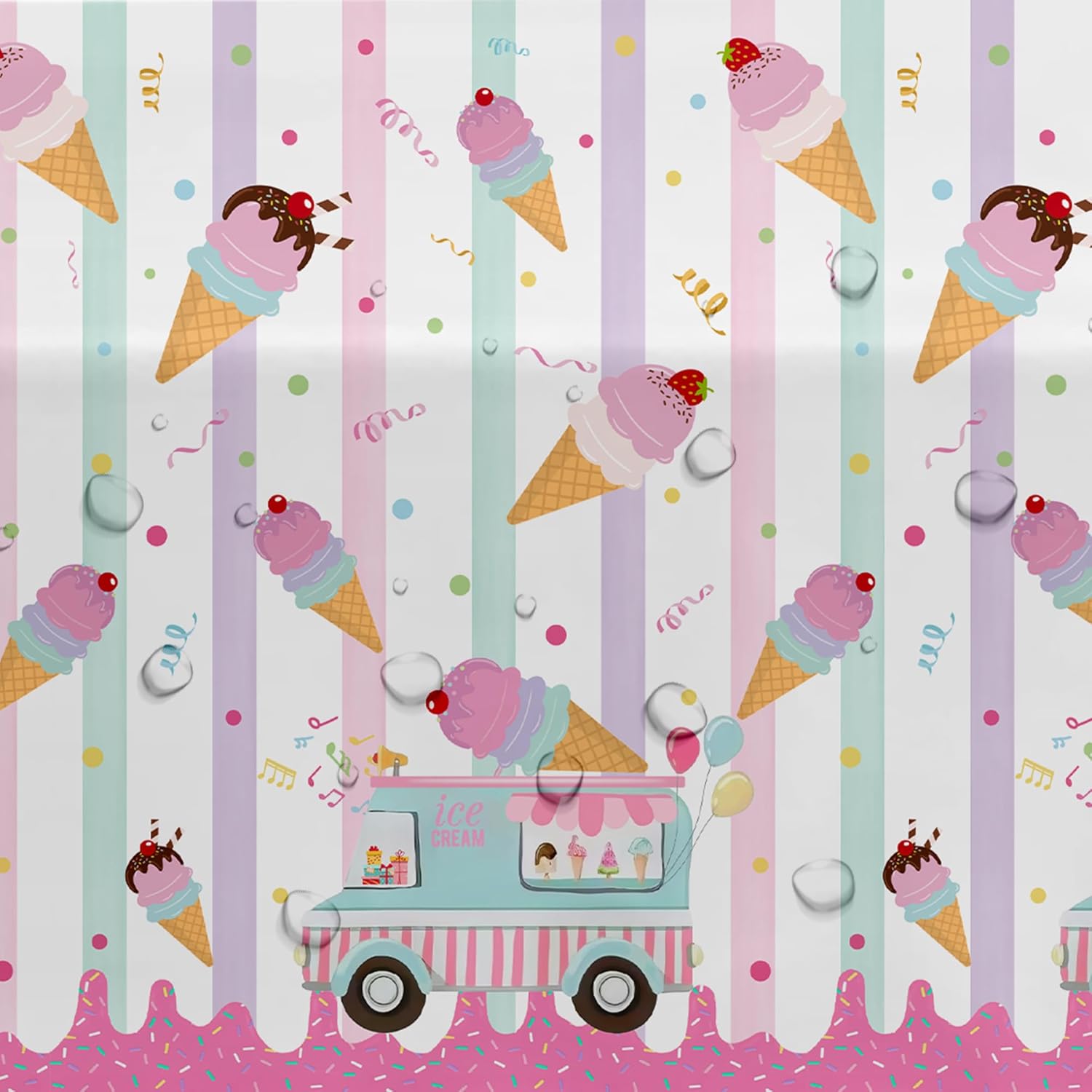 Ice Cream Party Tablecloth Set 3 Pack Heres The Scoop Theme