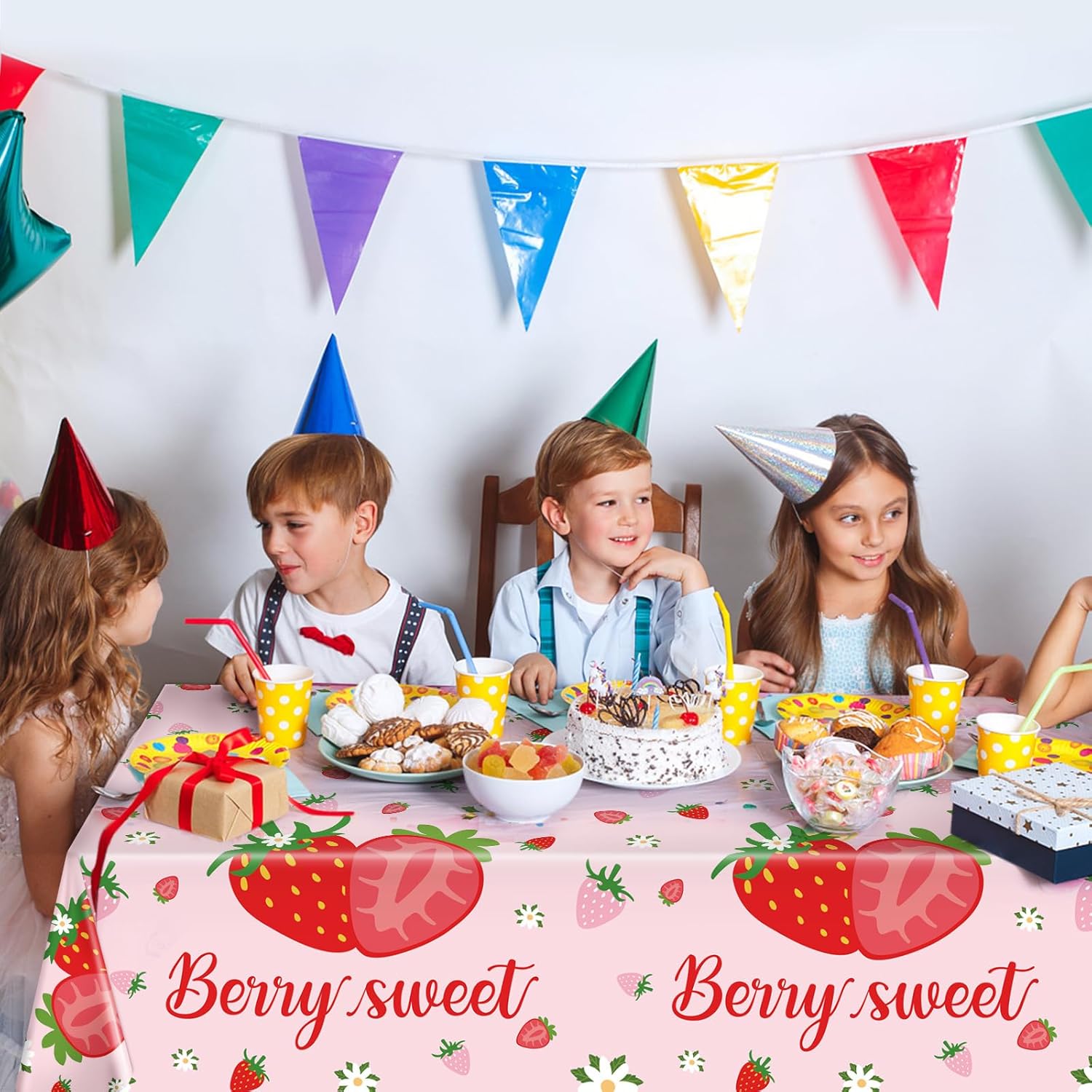 Hxezoc 3 Pack Strawberry Tablecloths for Parties