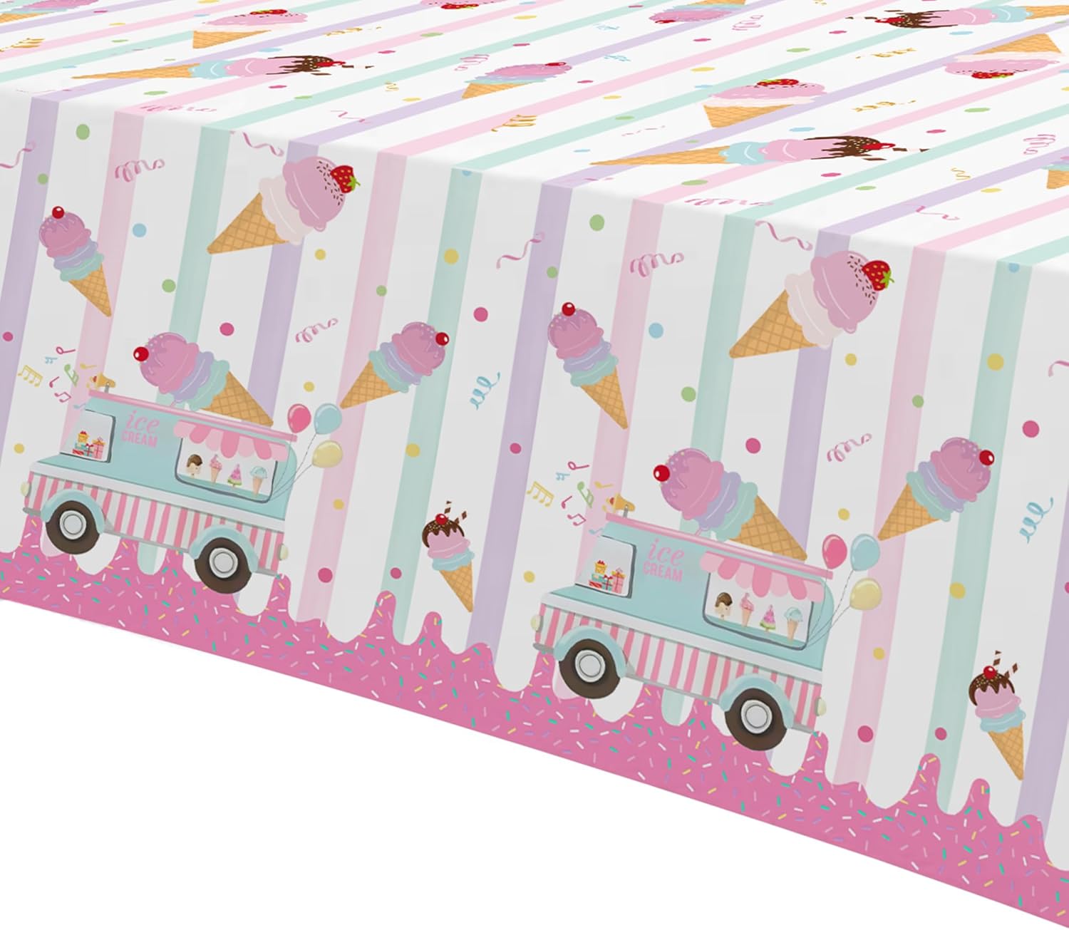 Ice Cream Party Tablecloth Set 3 Pack Heres The Scoop Theme