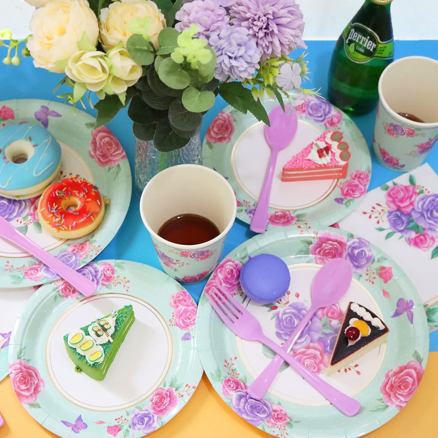 125 Piece Floral Party Supplies Set for 25 Guests