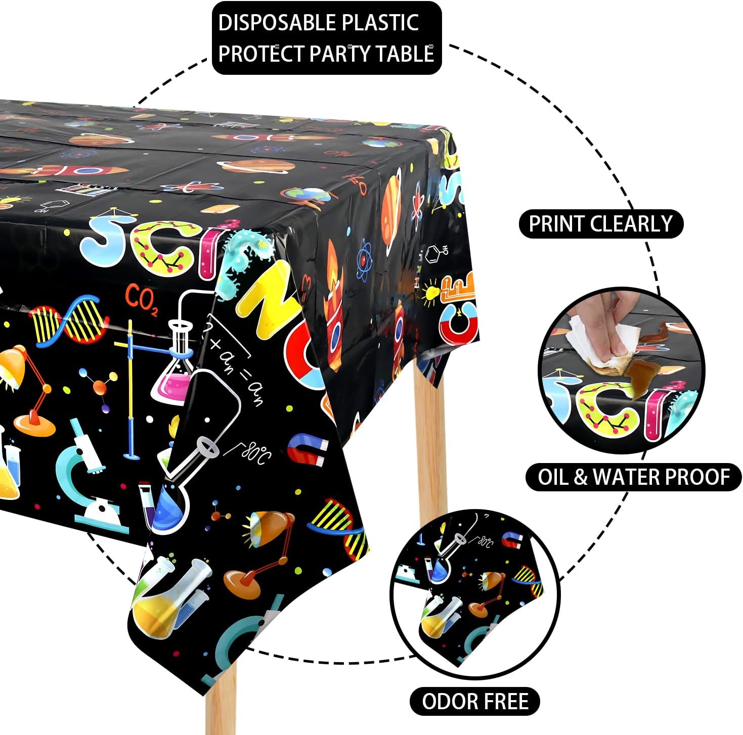 4 Pack Science Party Decorations Table Covers 54x86 Inch