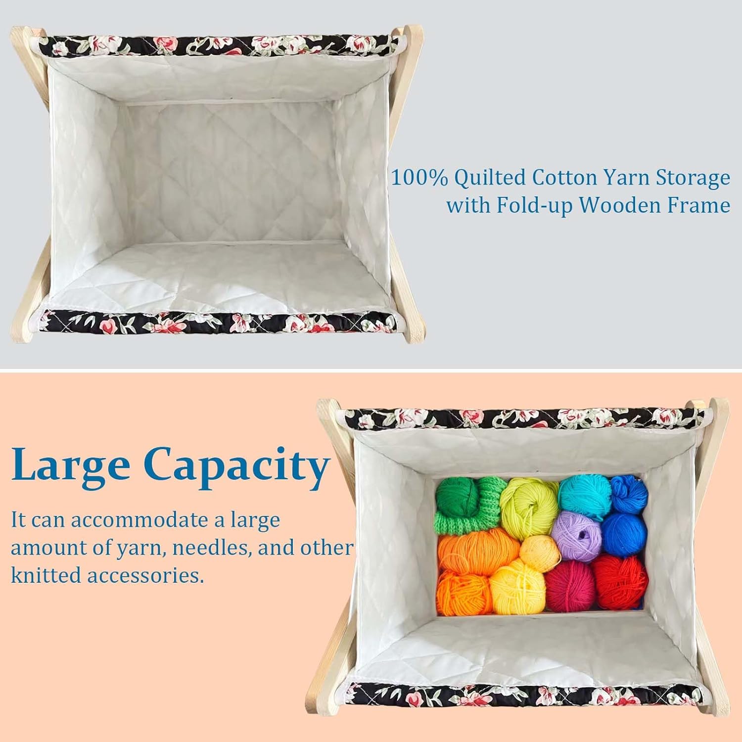 Gkesgm Yarn Crochet Knitting Organizer with 3 Side Pockets