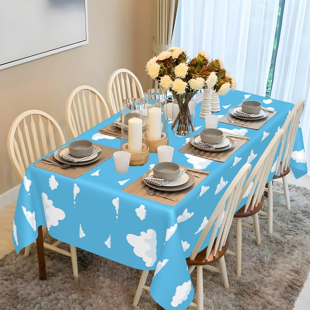 2 PCS Blue Sky and White Clouds Tablecloth for Birthday Party Supplies