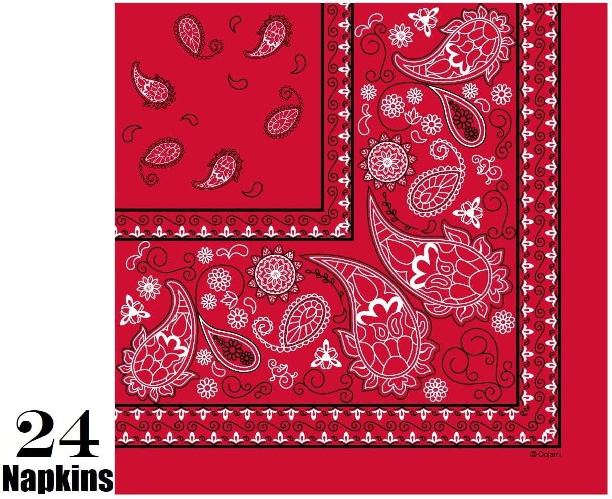 Oojami Serves 24 Red Bandana Party Set