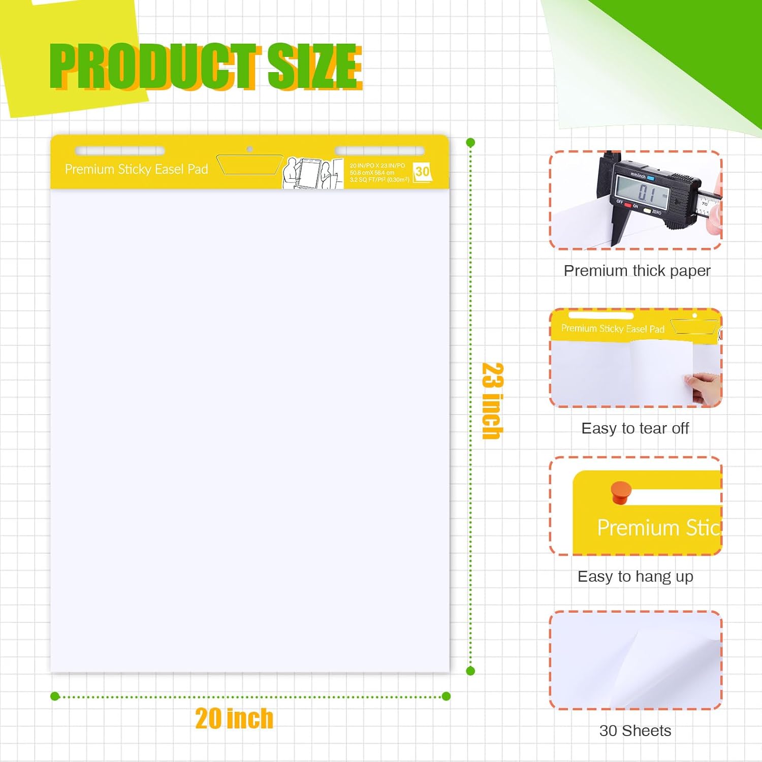 ReliThick 8 Pads Sticky Easel Pad 20x23in White