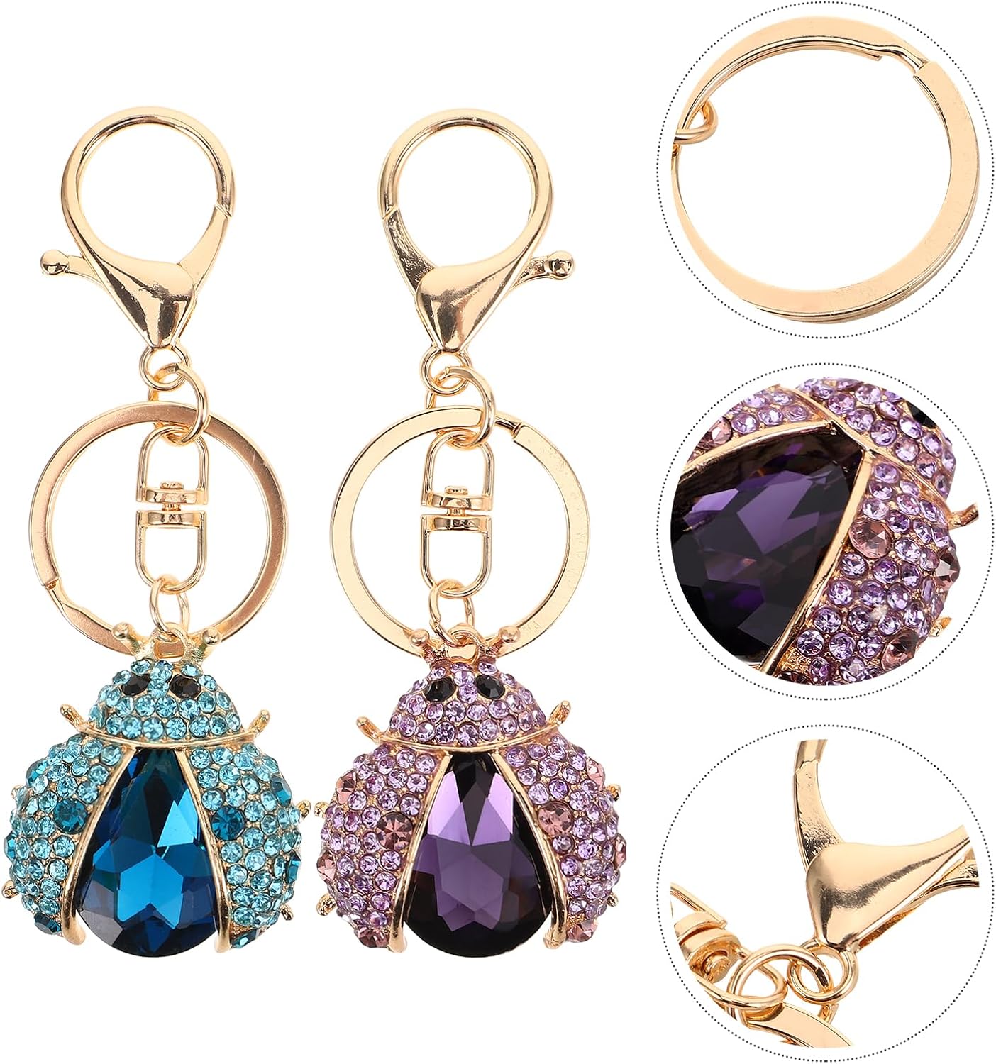 LOGOFUN 4PCS Ladybug Keychain Zinc Alloy Charm Pendant Gift