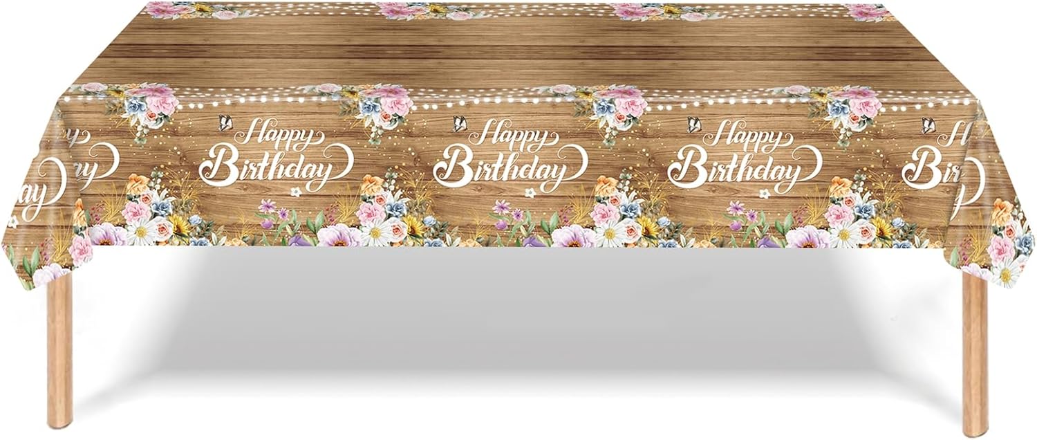 3 Pack Wood Grain Tablecloths for Rectangle Table 54x108 Inch