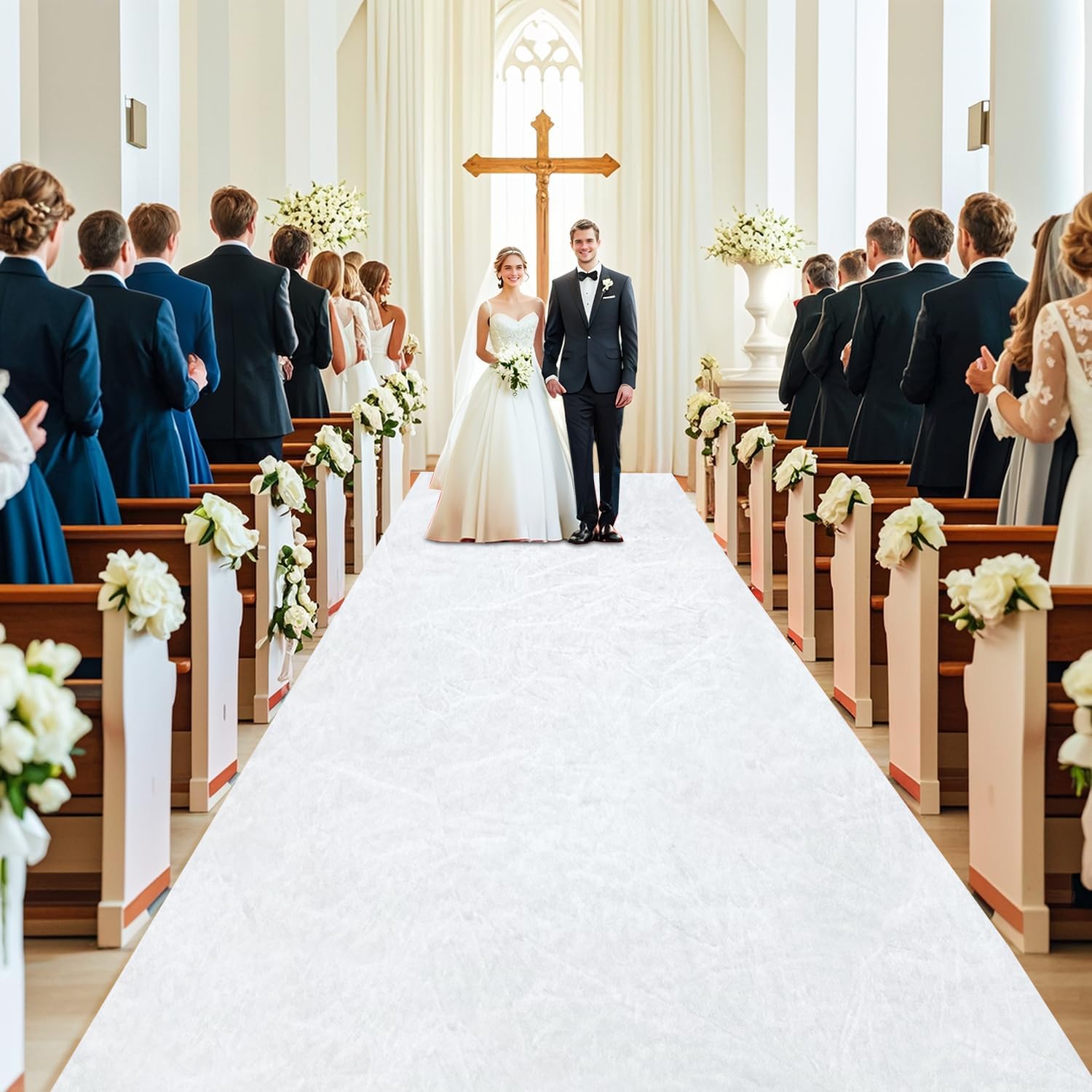 FOTSHARER White Wedding Aisle Runner 4FTx20FT Velvet Carpet