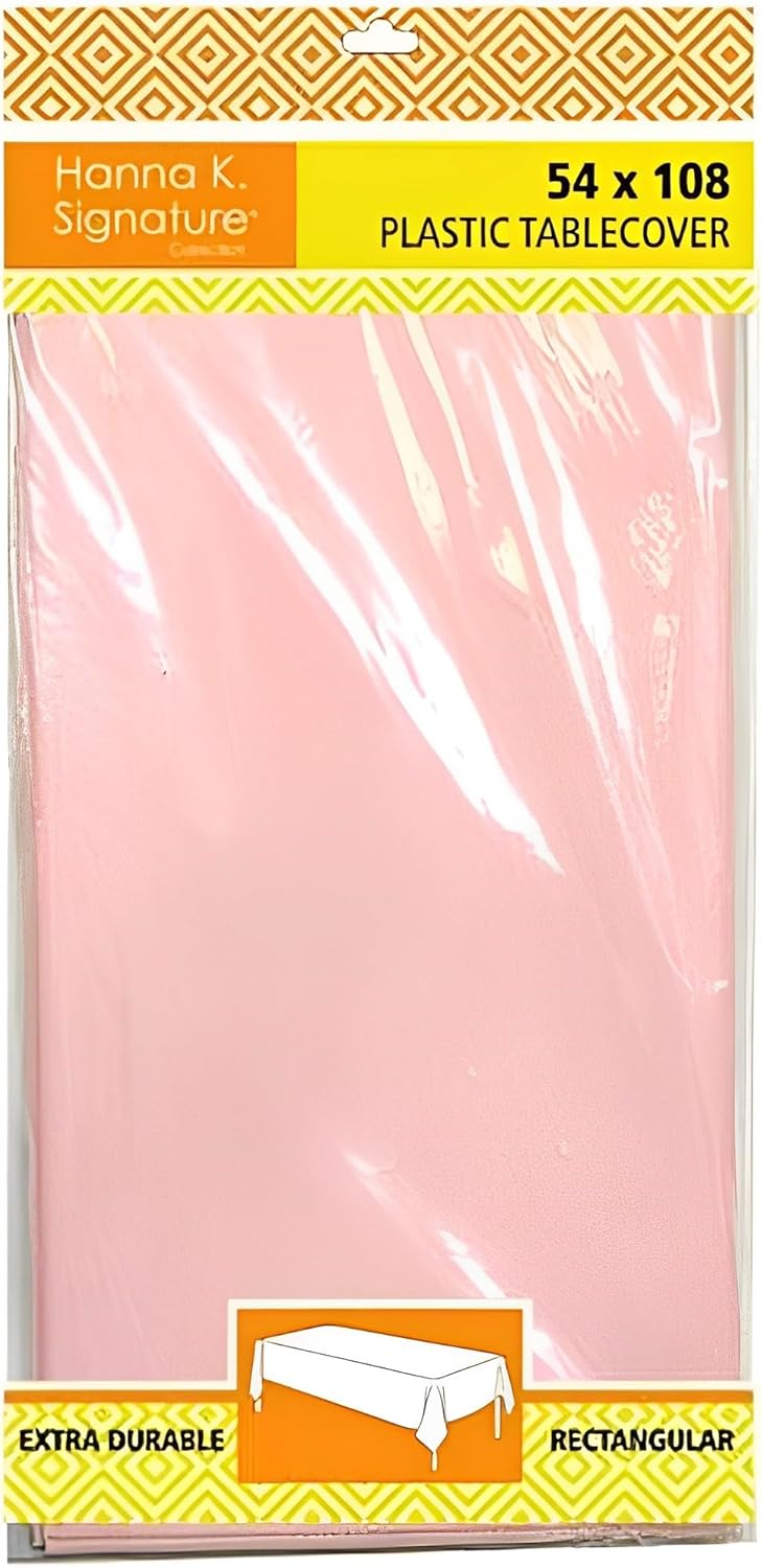 Premium Pink Plastic Tablecover 54x108 Heavy Durable
