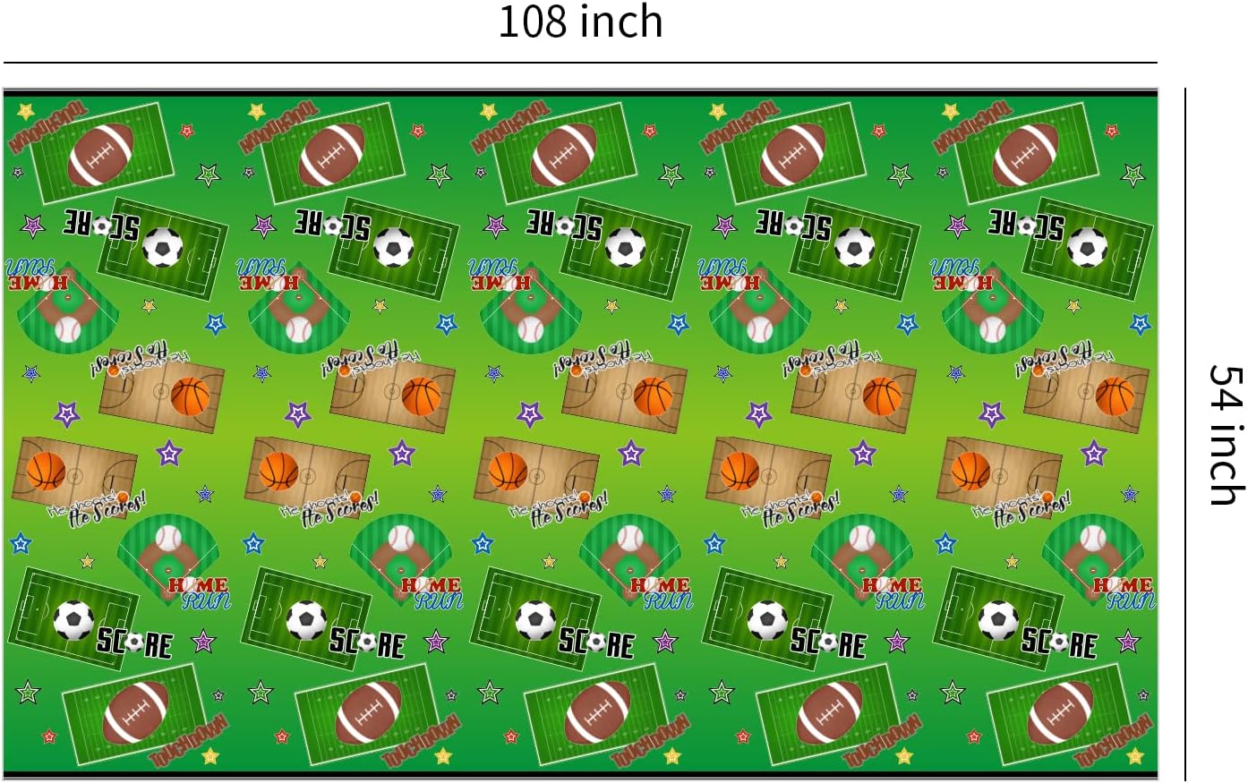 Xigejob Sports Party Tablecloth Set 3 Pack 54x108 Inch