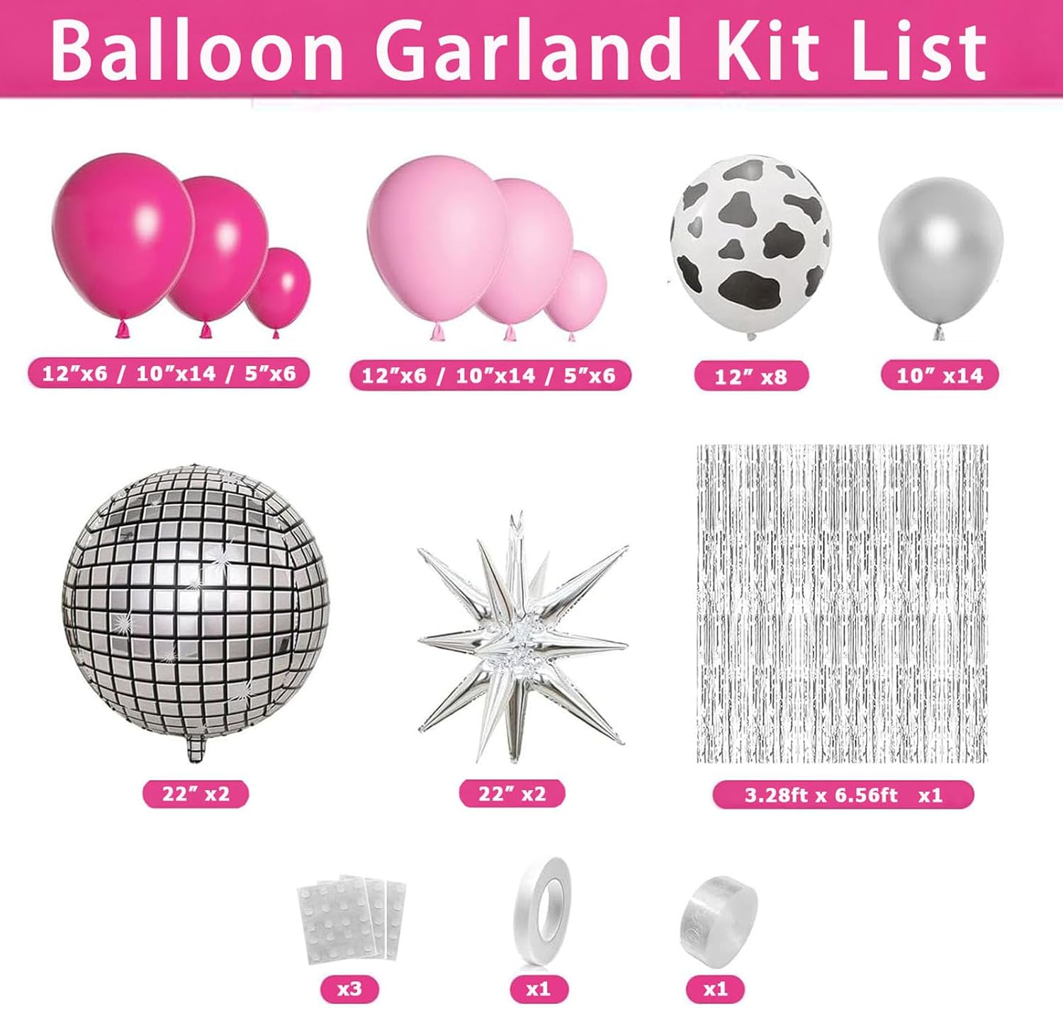 Disco Cowgirl Balloon Arch Kit Pink Silver Decorations