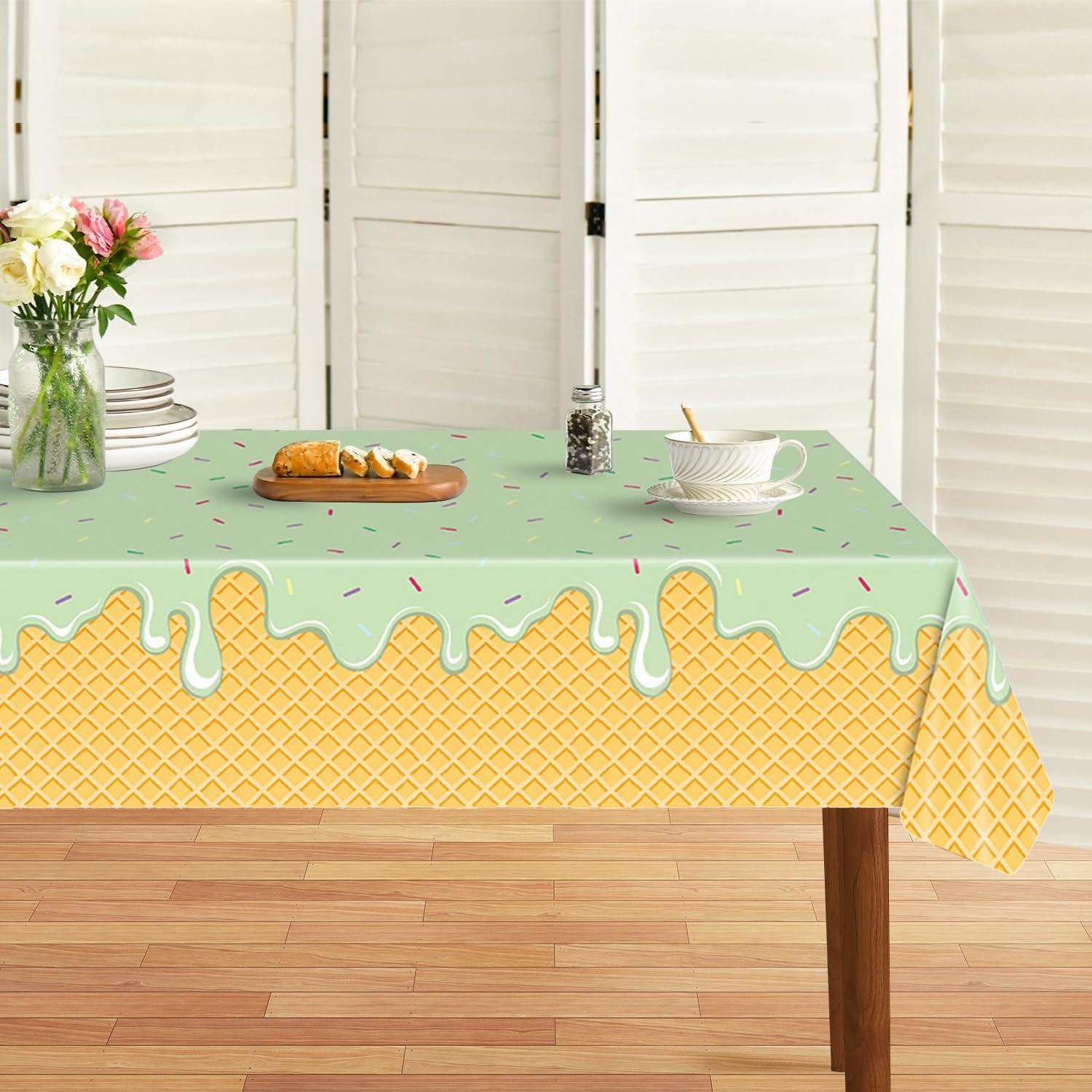 Foxrush Ice Cream Themed 3 Pc Tablecloths Pink Blue Green