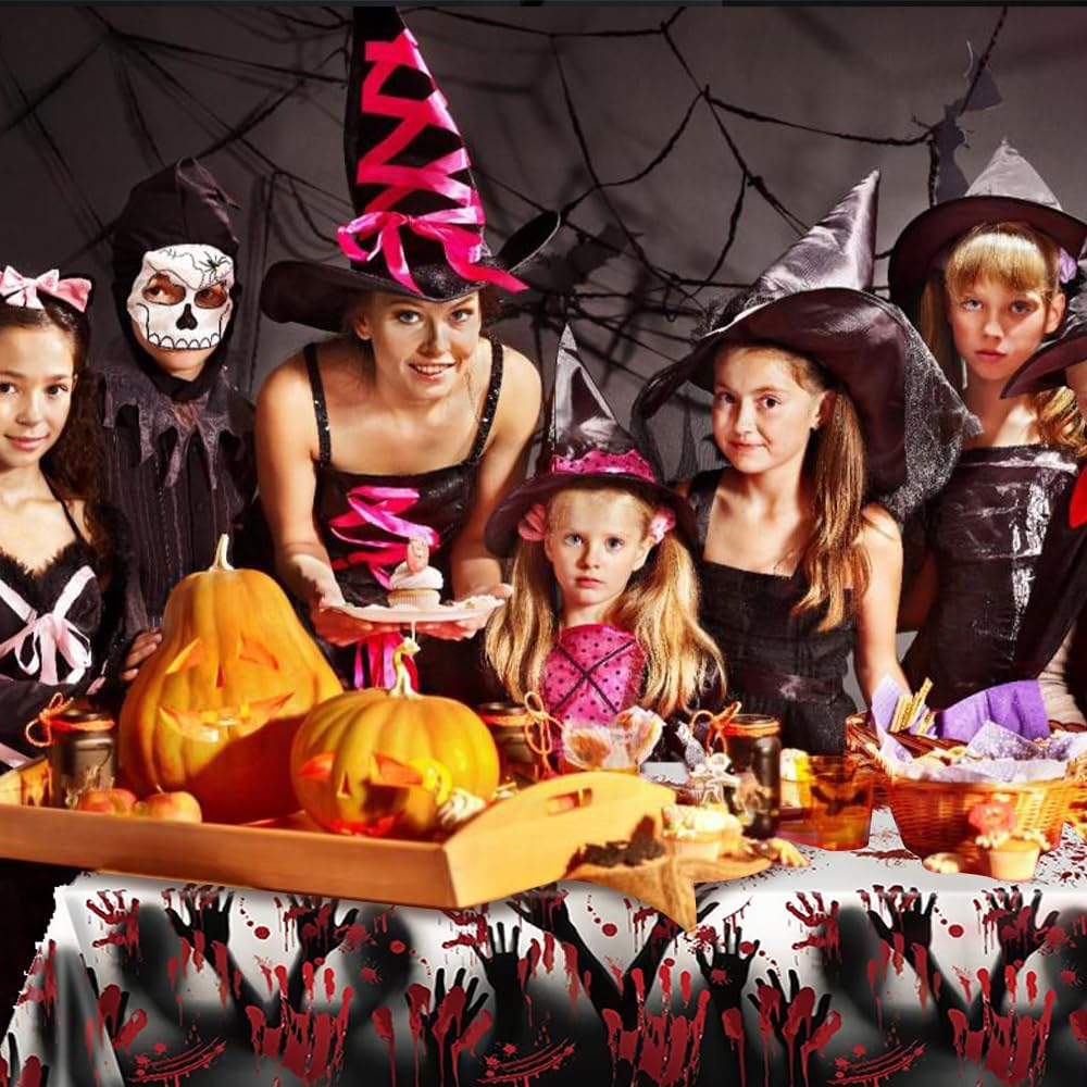 Halloween Plastic Tablecloth 2PCS 108x54In for Horror Party