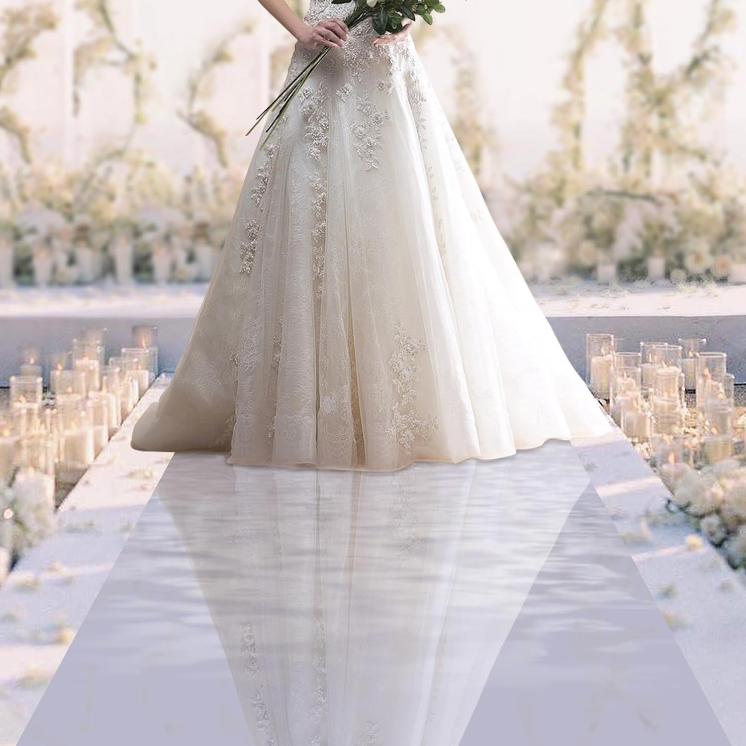 65x3ft Silver Mirrored Wedding Aisle Runner