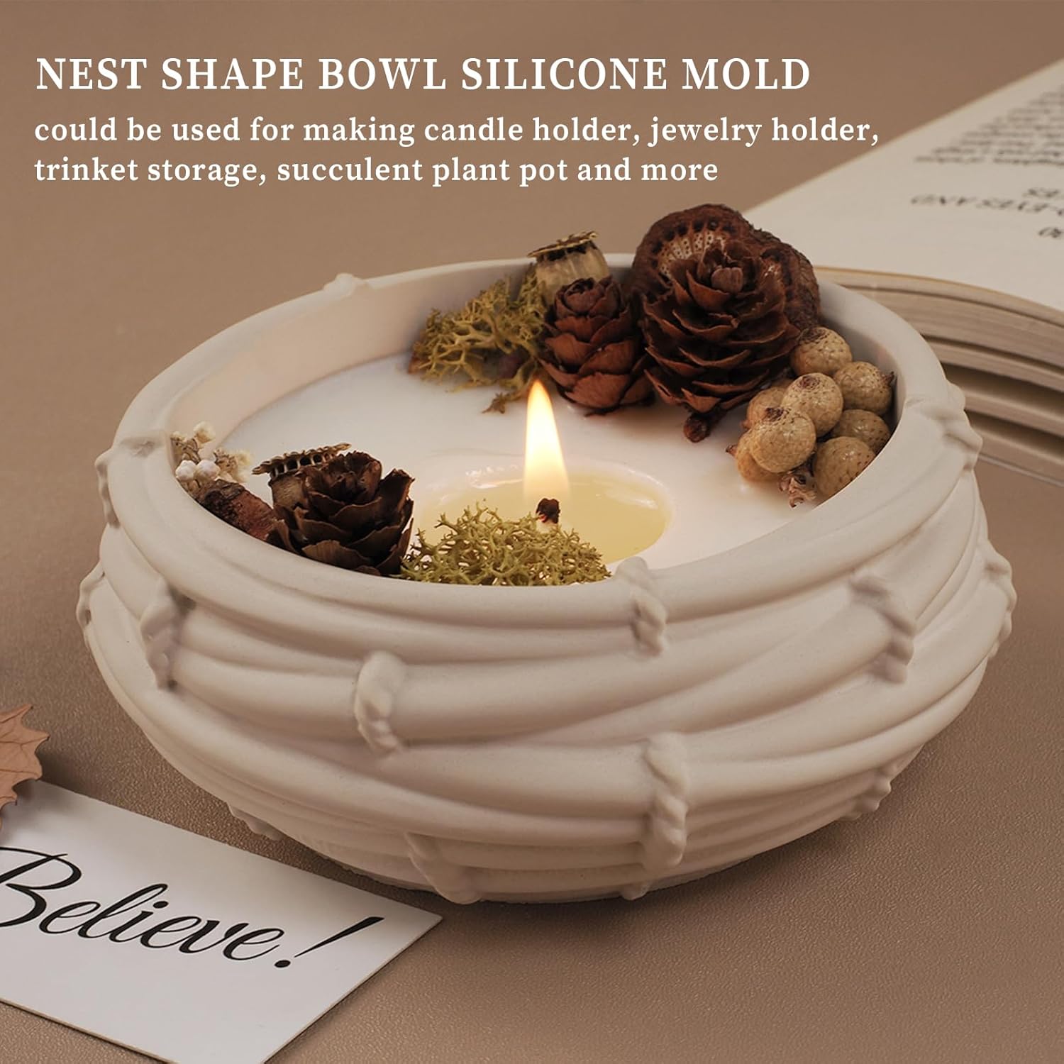 Wehous Resin Mold Bird Nest Shape Bowl Candle Holder