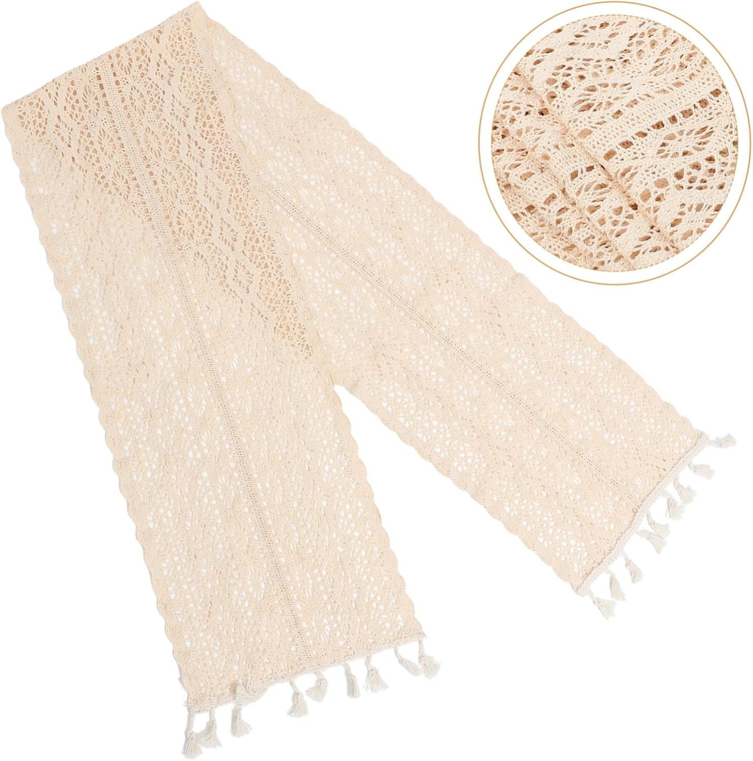 Ciieeo Elegant Lace Tablecloth Holiday Table Runner Hollow Design Wedding