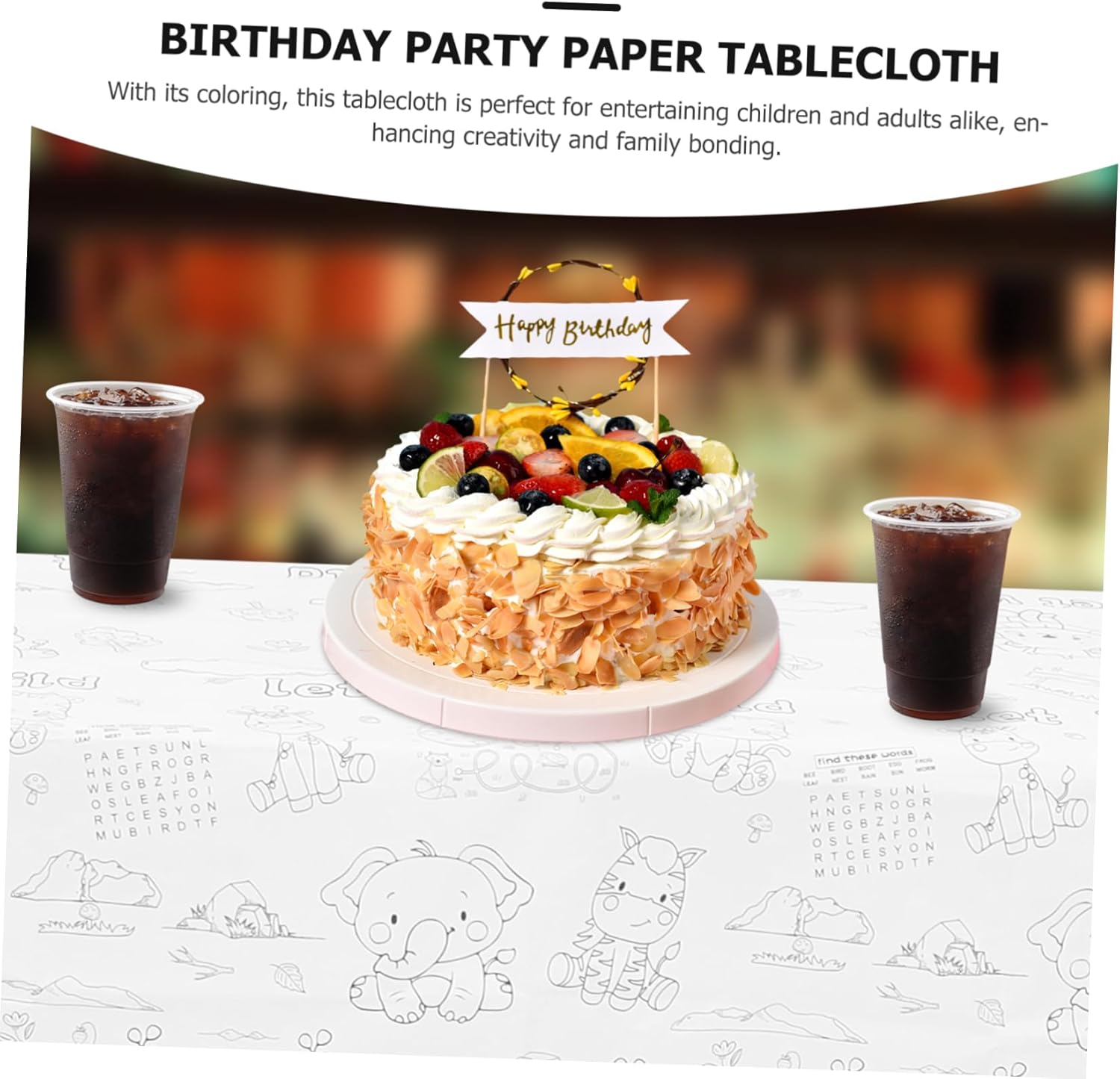 Homoyoyo Birthday Tablecloth with Zoo Animal Theme