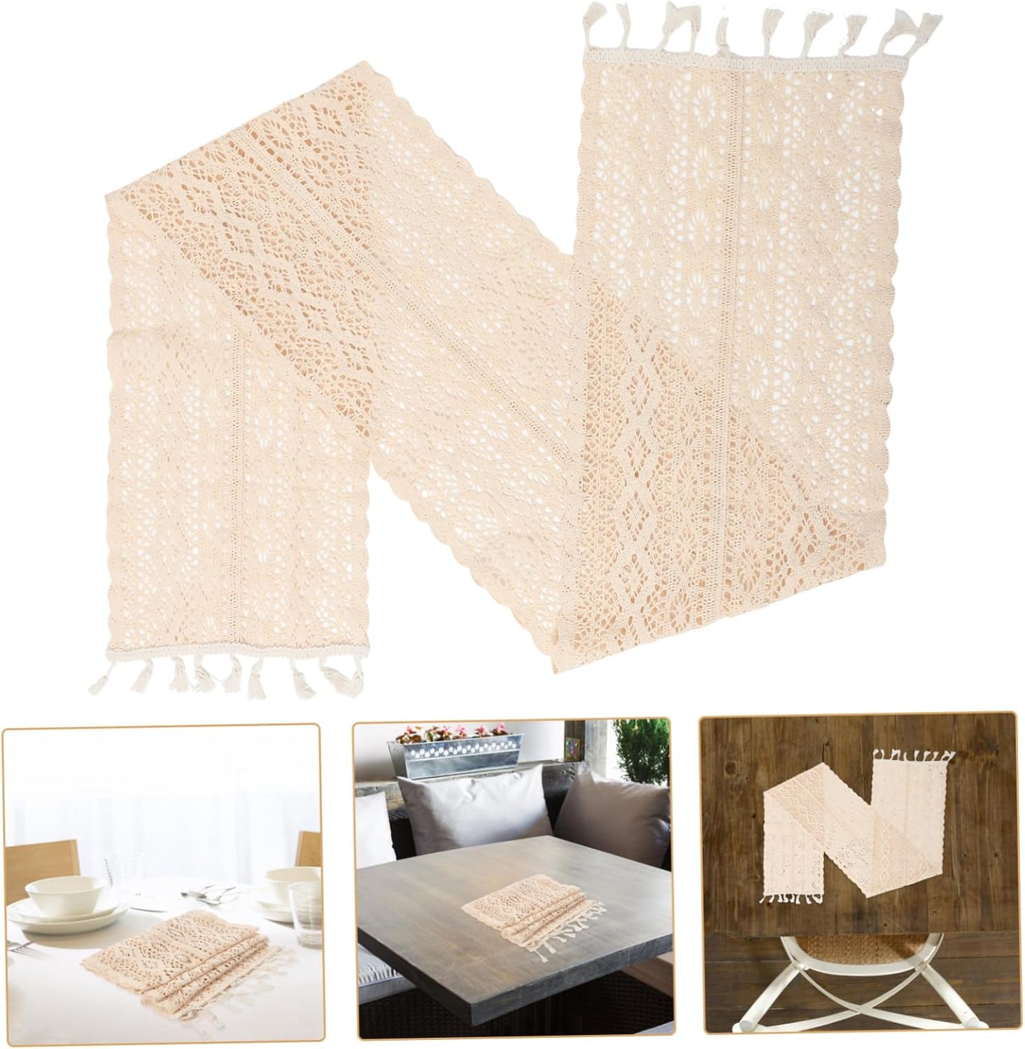 Zerodeko Cotton Table Runner with Fringe Decor